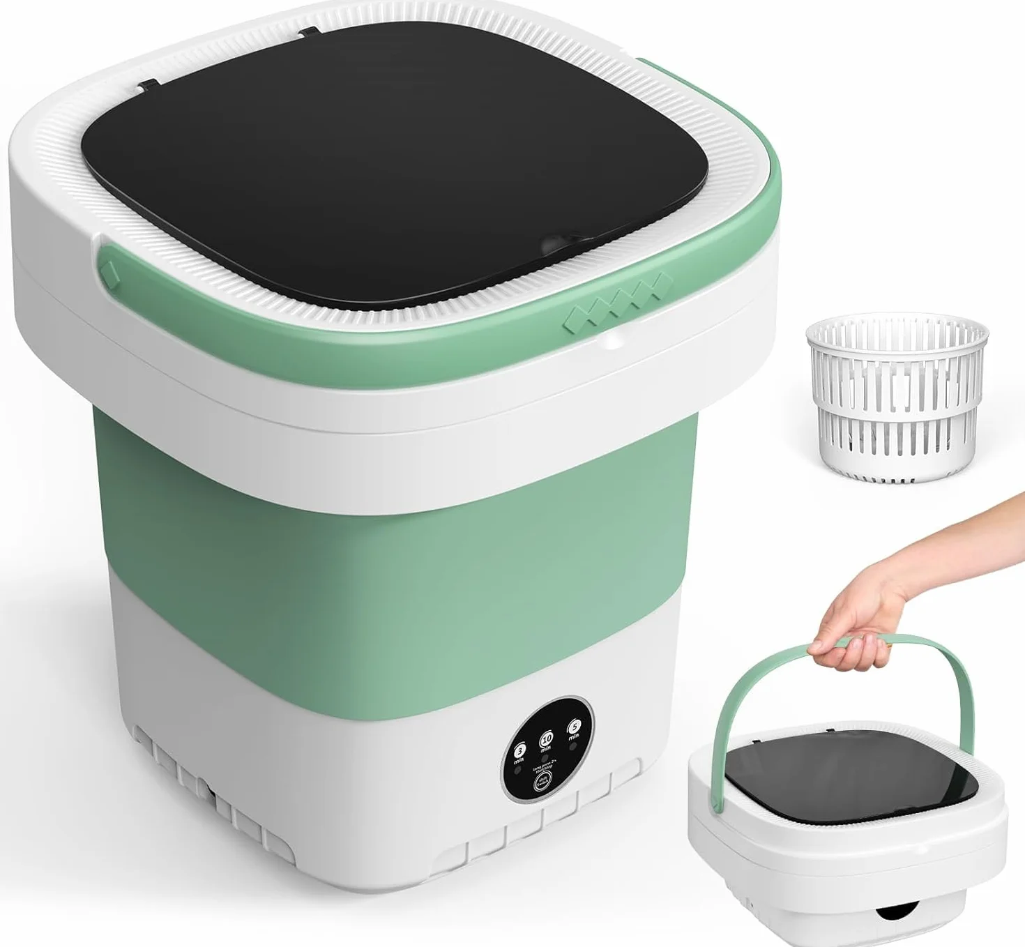 Lavadora Portátil de 12 Litros, Minilavadora Multifunción, Minilavadora y Secadora Plegables, Limpieza Profunda de Ropa Interior, Ropa de bebé y Otras Prendas Pequeñas (Enchufe