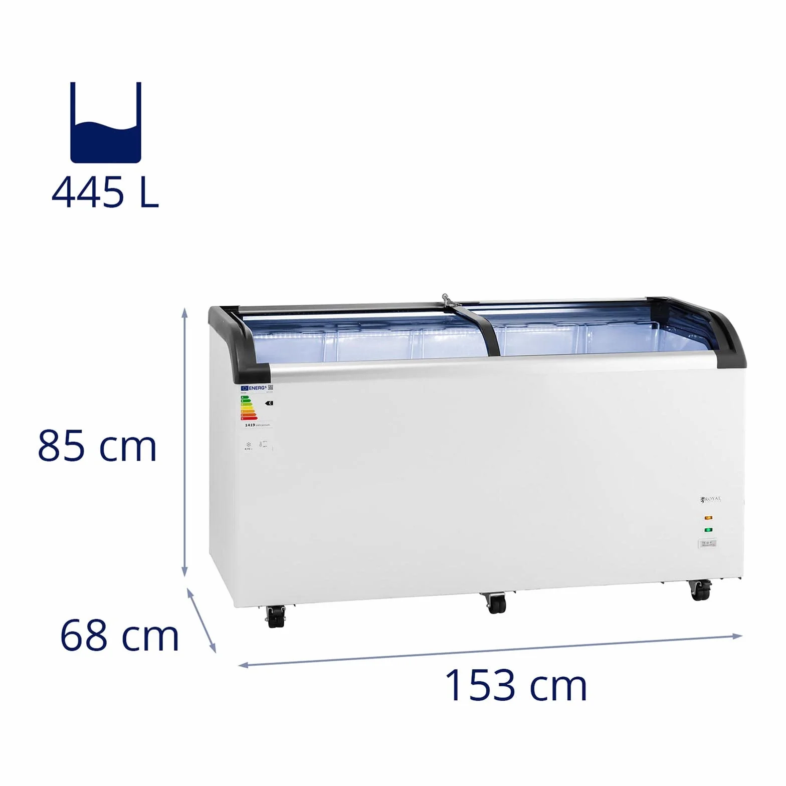 Royal Catering Arcón Congelador Cámara Profesional RCFZ-248G (Volumen: 445 L, Refrigerante: R290, Rango de temperatura: -30-5 °C)