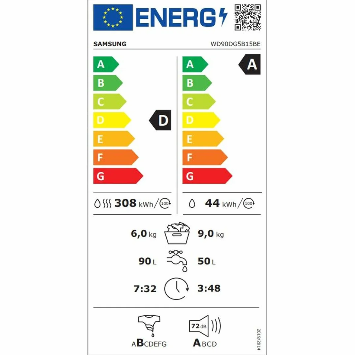 Lavadora - Secadora Samsung WD90DG5B15BEEC 1400 RPM 9 kg 6 Kg - Marca: Samsung - EAN: 8806095589367