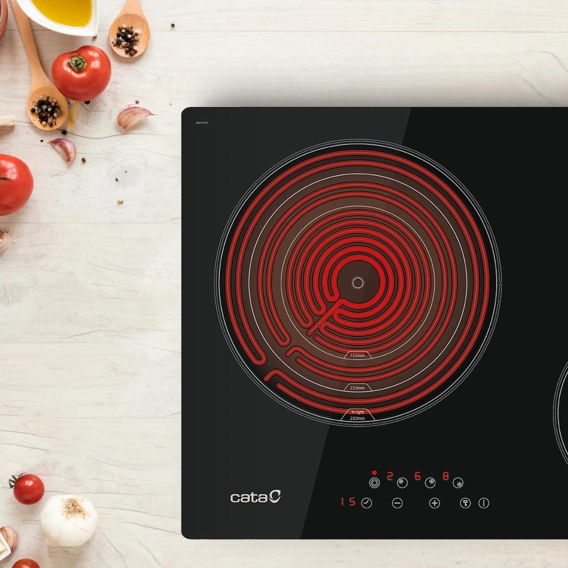 Cata | Placa de inducción | Modelo TT 5003/G | 3 Zonas de Cocción | Placa con 9 Niveles de Potencia Regulables + Booster | Ancho de 59cm | Acabado en Color Negro