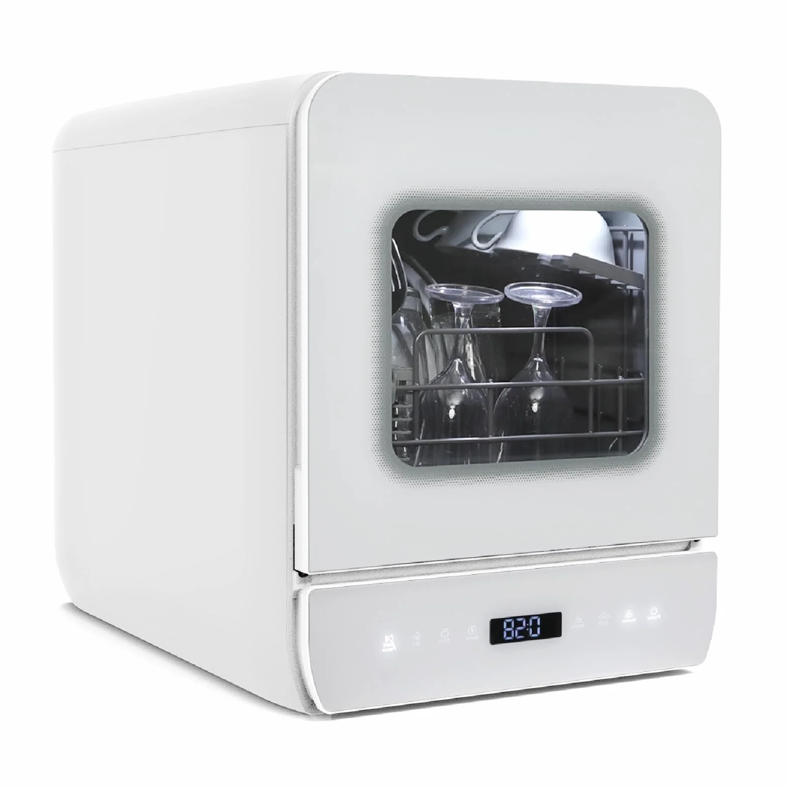 YU YUSING Lavavajillas de Encimera 45 cm 4.8 L con 7 Programas 5 Juegos, Mini Lavavajillas Pequeño con 2 Suministro Agua, Portátil, Control Táctil, Pantalla LED para Casa Oficina Camping, Blanco
