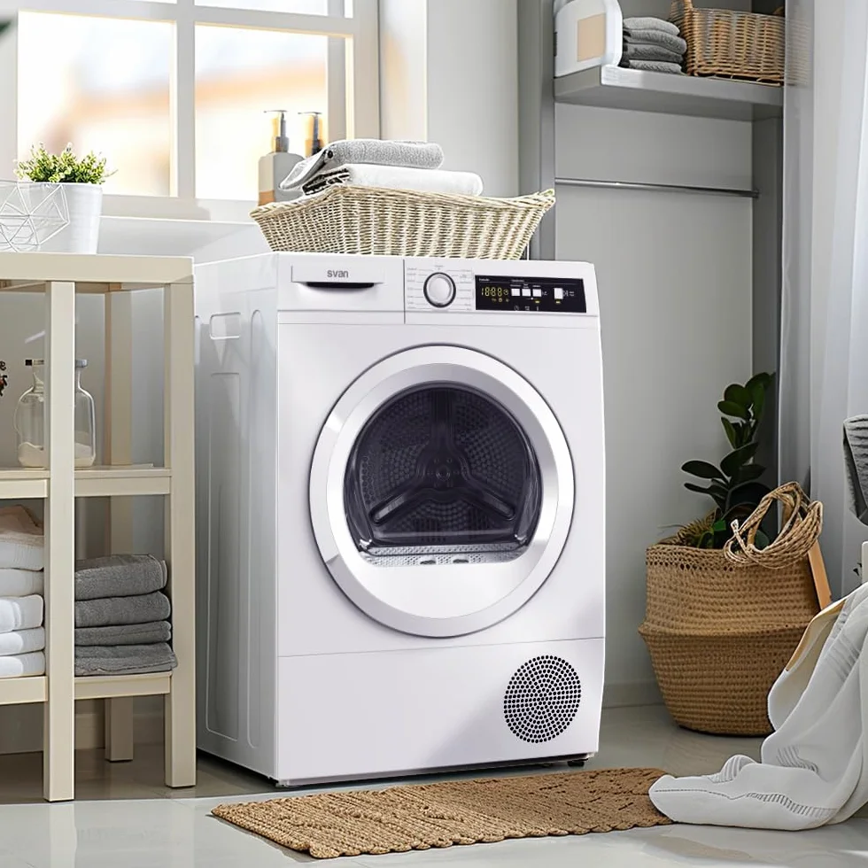 Svan Secadora de Bomba calor 8Kg Carga Frontal Blanco SSB800A2DB. 1000W, 15 Programas, Función Antiarrugas, Display LED manual, Eficiencia Energética Clase A++ [Clase de eficiencia energética A++]