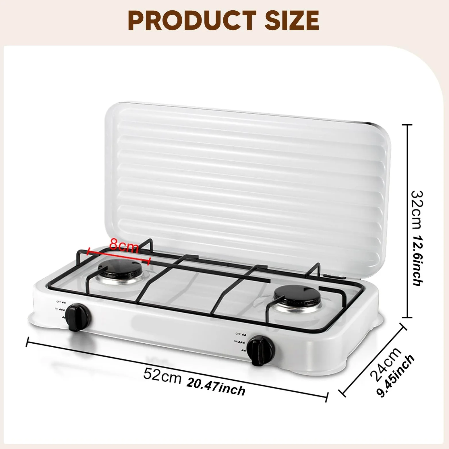 Placa de Gas con Quemador Doble, Resistente Y Fácil de Usar, Compacta, de Acero Inoxidable, con Integrado. Adecuada para El Hogar, Camping