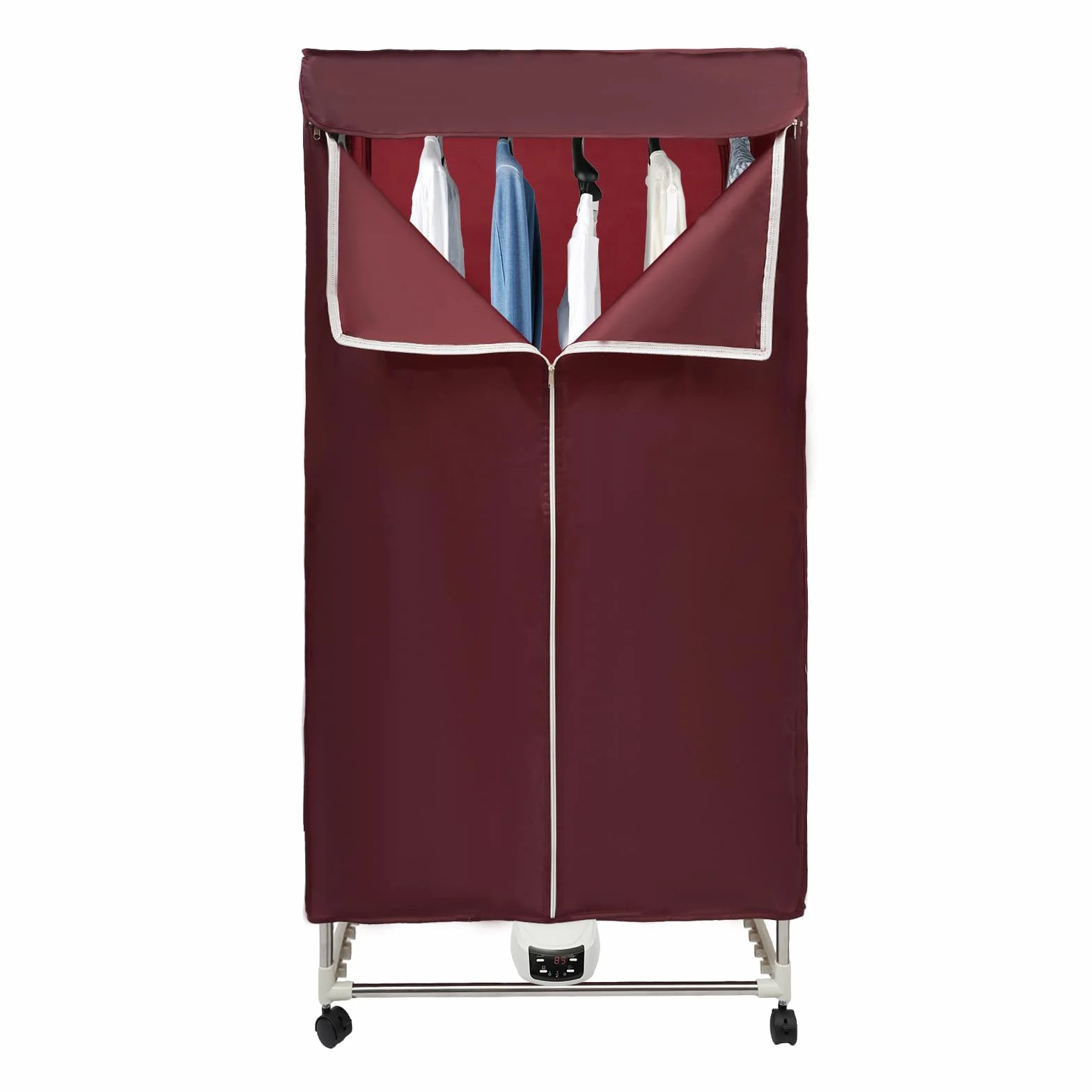 Secadora eléctrica de 1500 W, armario portátil, secadora de aire caliente, máquina de secado plegable con mando a distancia y temporizador, diseño de doble capa, para el hogar (rojo)
