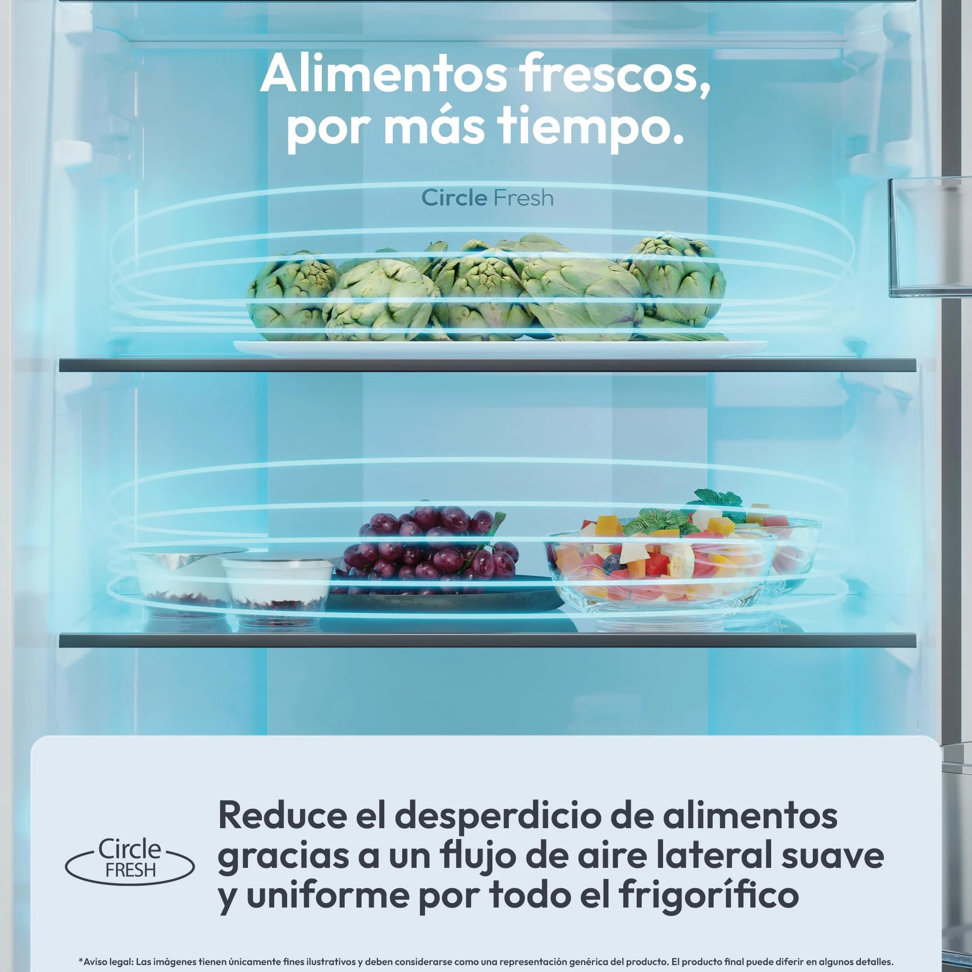 Candy Combi 70 CCG5T718EW1, Frigorífico Combi, 442L, Total No Frost Circle+, 3 Estantes, 4 Balconeras, 2 Cajones Verduleros, Control Digital Interno, Ancho 70 cm, Alto 185,5cm, Iluminación LED, Blanco