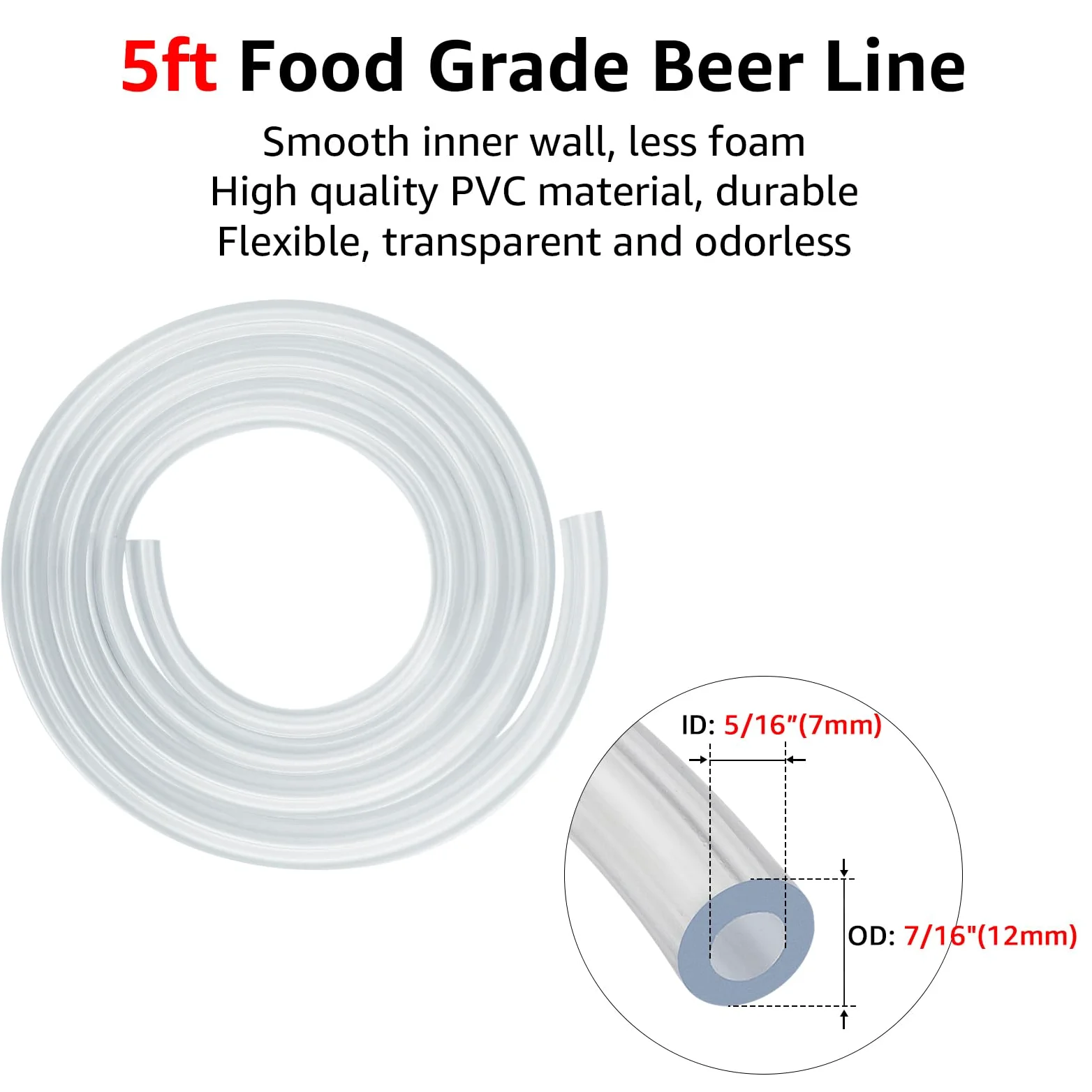 Llave de bola de 5 pies, llave de picnic, bloqueo de bola, línea de cerveza, línea de cerveza, desconexión de bloqueo de bola líquida, para dispensar cerveza sin fugas (paquete de 2)