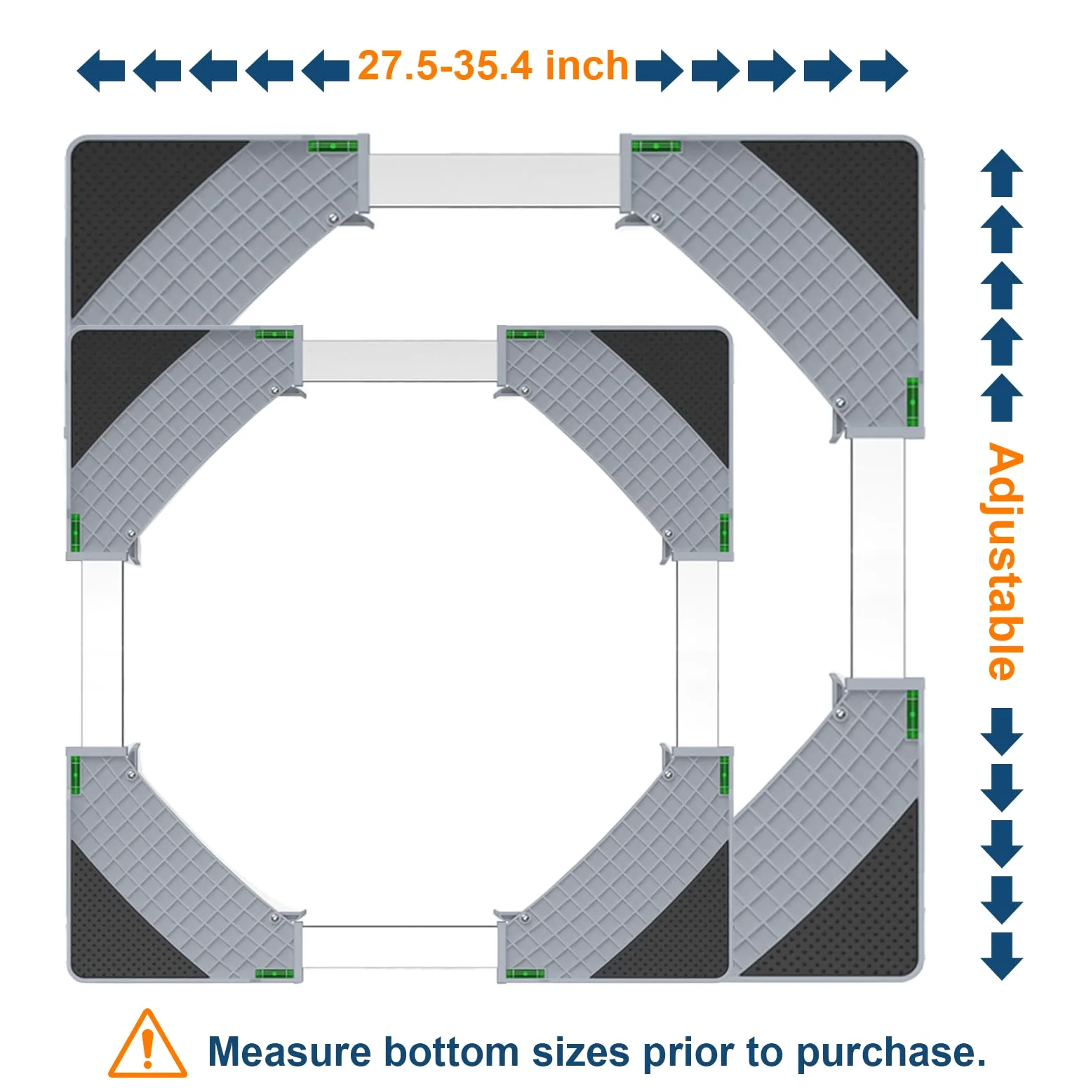 Soporte móvil para refrigerador mejorado con 8 ruedas de bloqueo y 4 pies fuertes HQO LOVL de 27.5 a 35.4 pulgadas, soporte ajustable para lavadora, secadora, lavadora, pedestal, soporte para
