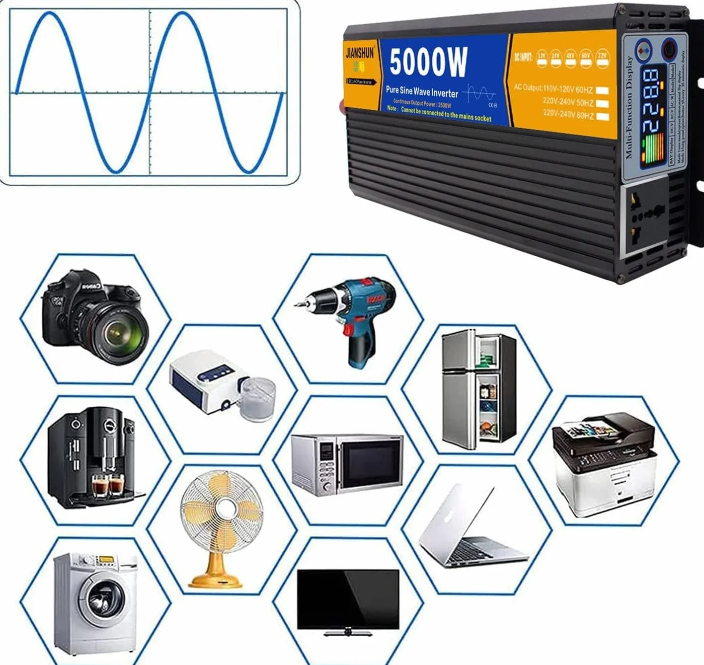 Inversor De Onda Sinusoidal Pura De 3000w/4000w/5000w/6000w/8000w, Convertidor De Potencia De 24v A 230v 240v,Inversor De Energía Solar,3000W-48Vto110V
