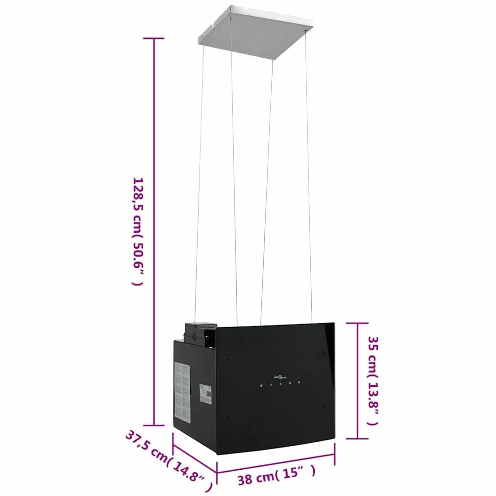 vidaXL Campana extractora de Isla Sensor táctil LCD Vidrio Templado, Extractor de Isla, Campana extractora de Isla, Extractor de Cocina de Isla