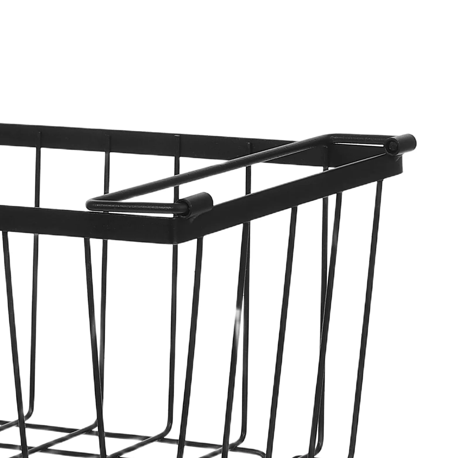 4 Cestas de Almacenamiento para Congelador en Hierro Negro con Asas, Organizador para Nevera y Cocina, Optimización de Espacio y Almacenamiento