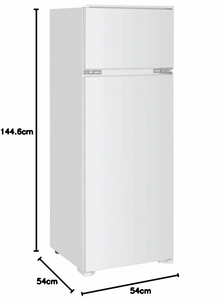 Candy CFBD 2450/5EH - Frigorífico empotrado con congelador, puerta de arrastre, doble puerta, nicho de 144 cm, 205 litros, compartimento frigorífico de 169 litros, congelador de 36 litros, 1 cajón de