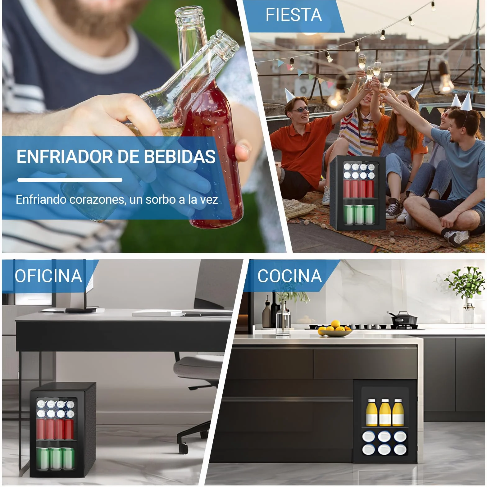 Frigorífico para bebidas 24 latas 20 litros minifrigorífico puerta transparente estantes extraíbles ajustables