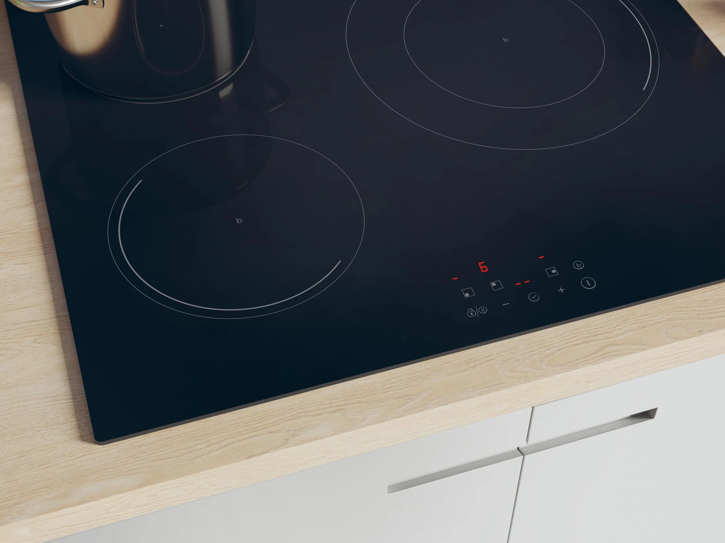 Candy CI633CBB1 Placa Inducción 60cm 7,2KW 3 Zonas Paellero 28CM 9 Niveles Potencia Negro