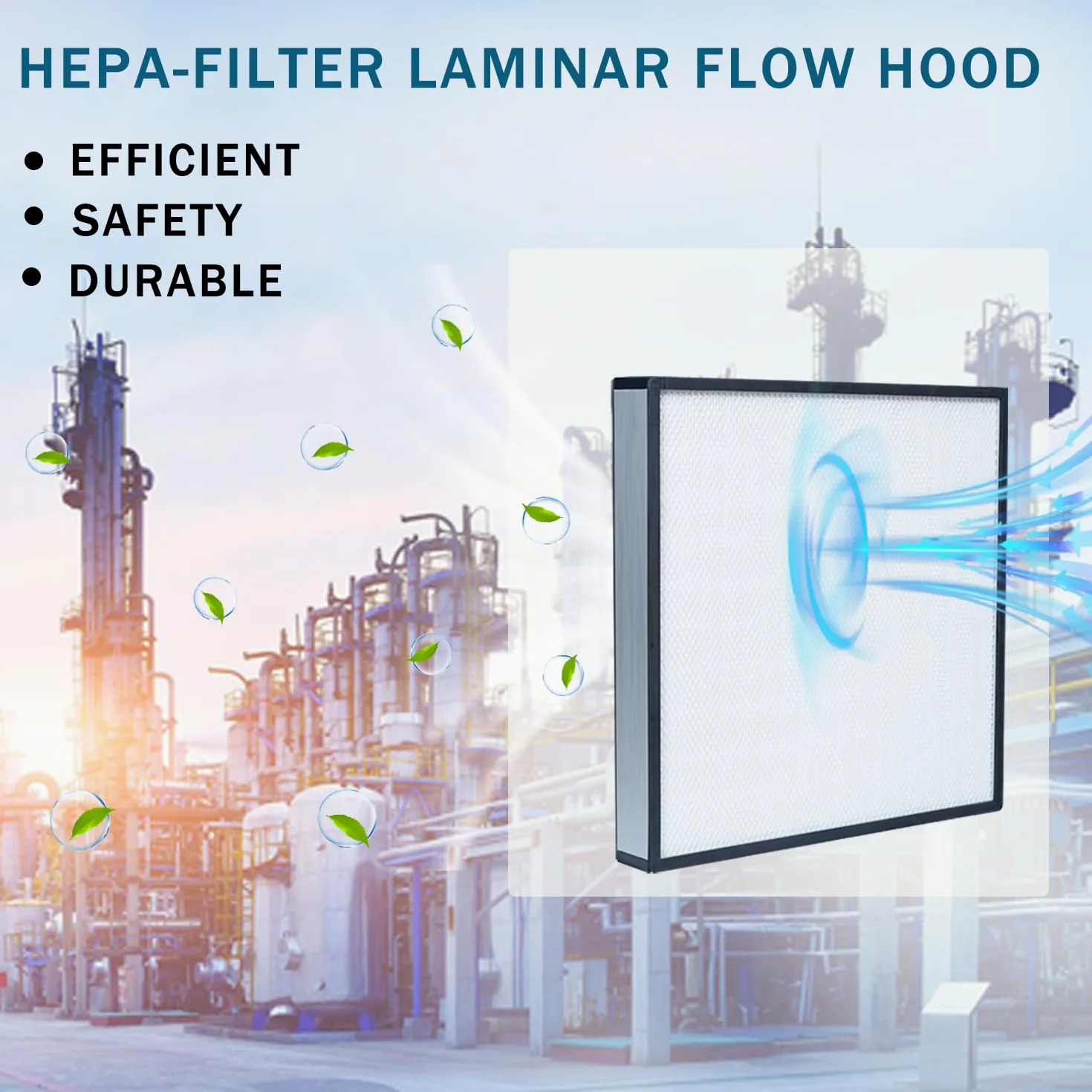 FFU, HEPA H14 Kit de repuesto de filtro de campana de flujo laminar, 1 pieza, unidad de filtro de ventilador actualizada compatible con campana de flujo laminar FFU de 22.6 x 22.6 pulgadas,