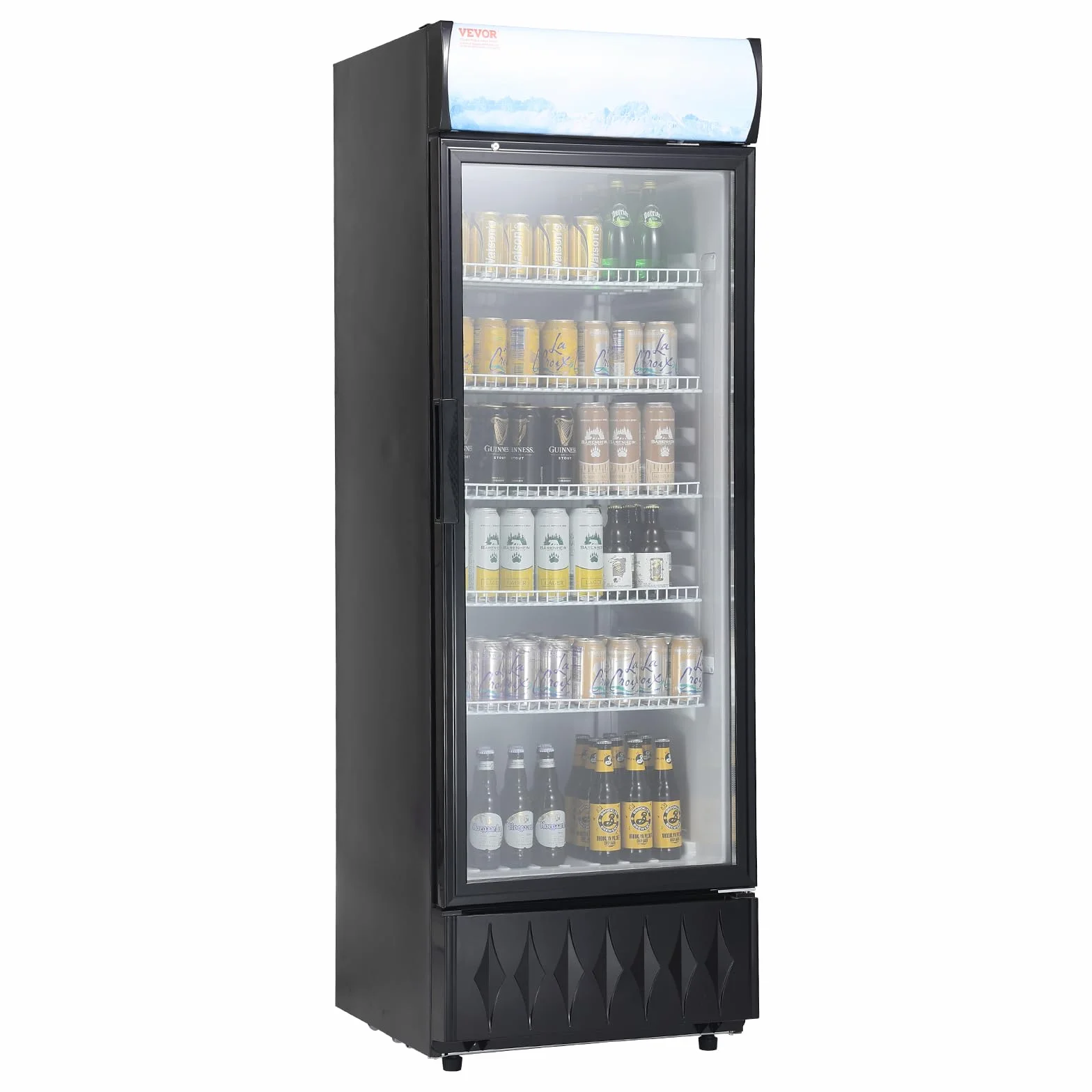 VEVOR Refrigerador de Bebidas Comercial 345 L Refrigerador Vitrina Temperatura 0-10 °C Gabinete de Bebidas Refrigerado 5 Estantes Ajustables y Caja de Luz Personalizable para Tienda Supermercado Bar