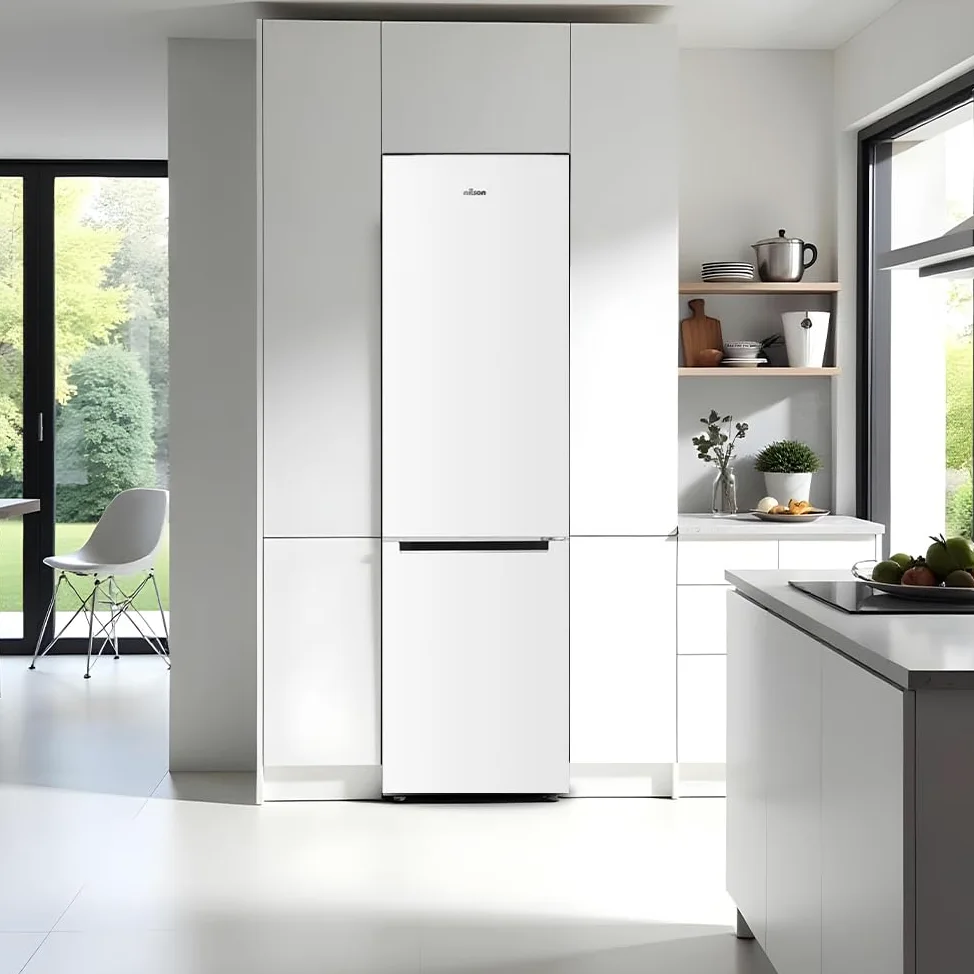 Nilson Frigorífico Combi Blanco, 2 Puertas. NC185500ENF, Capacidad 253 L, No Frost, Multi Air Flow, Bajo Nivel Sonoro, Puerta Reversible, Clasificación Energética E