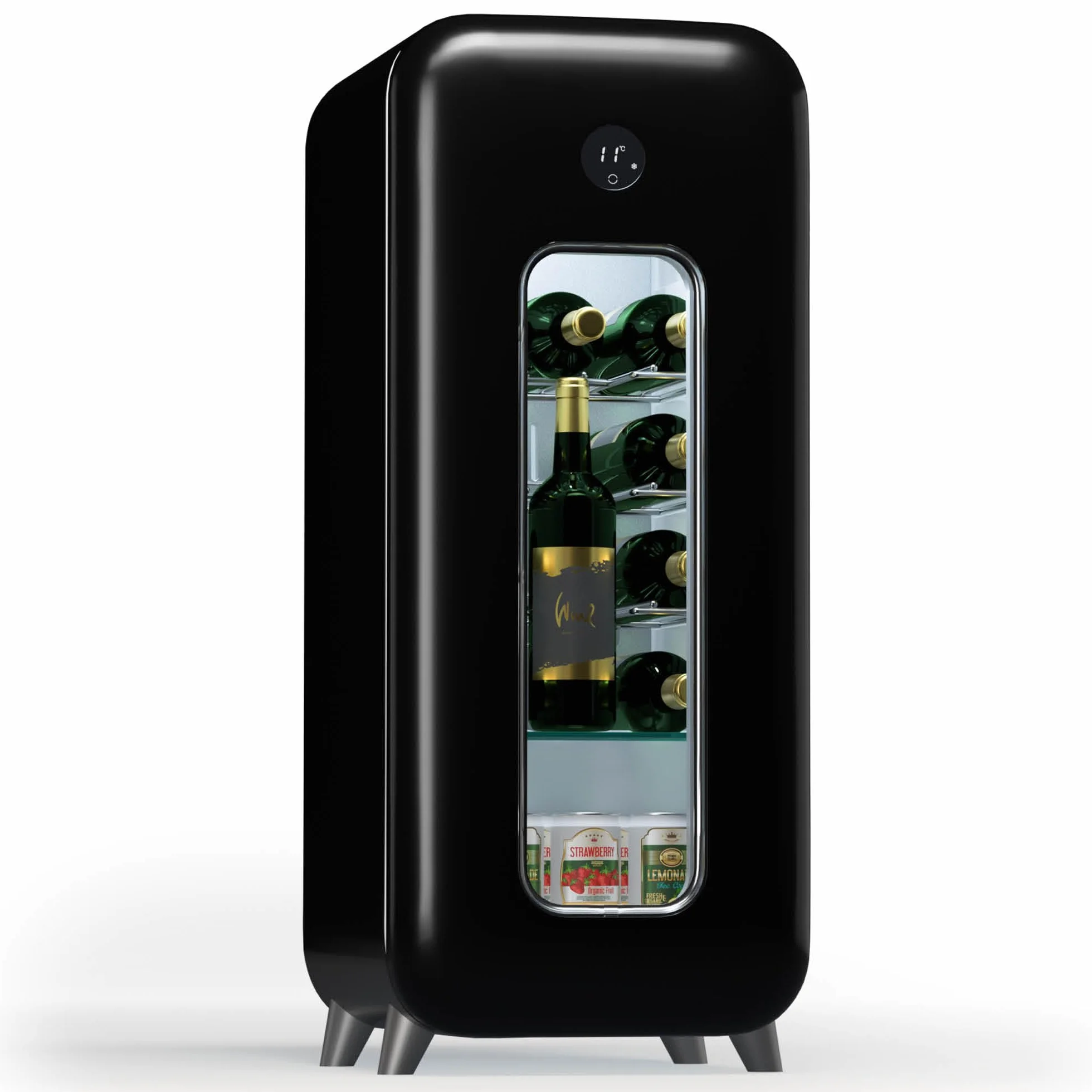 Klarstein Vinoteca para Vinos, Nevera Vino Una Zona, Botellas Vino, Proseco y Cervezas, Vinoteca Pequeña Puerta Cristal para Interior y Exterior, Nevera para Vinos Capacidad 15 Botellas