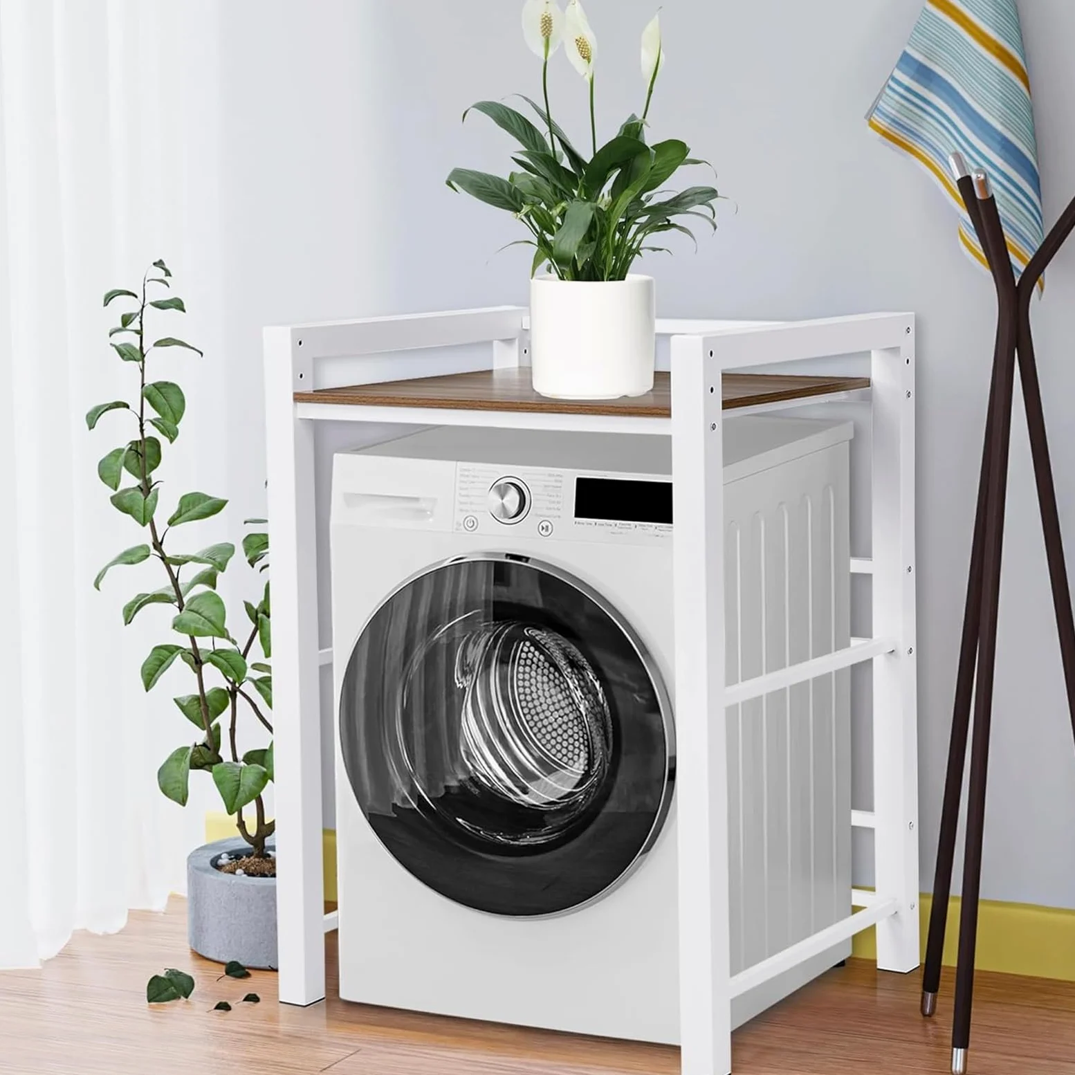 Mueble Lavadora Secadora, Soporte Secadora Sobre Lavadora, Estantería Lavadora, Armario Lavadora Secadora con 3 Alturas Ajustables, Capacidad de Carga 350kg, Para BañO, BalcóN, Lavandería