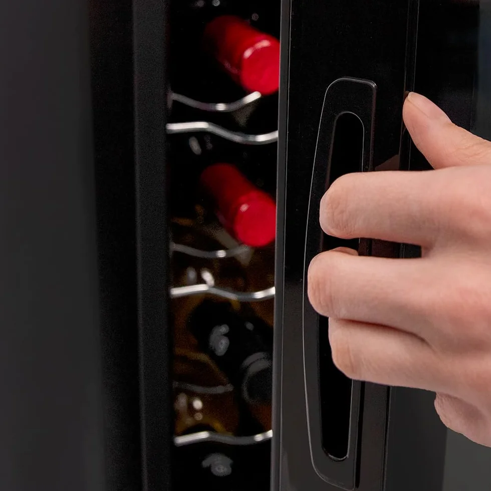 Cecotec Vinoteca 12 botellas Bolero grandsommelier 1230 coolcrystal, Enfriamiento termoeléctrico, Temperatura regulable entre 8º y 18ºC, Control táctil, Display, LED interior, Gas no nocivo.