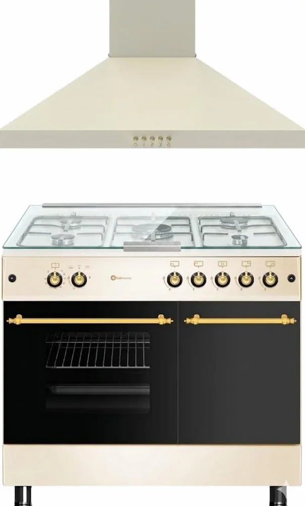 SOLTHERMIC COMBO PACK CREMA COCINA PORTABOMBONA Y CAMPANA (90 CM) / HORNO GRAN CAPACIDAD / 5 QUEMADORES ""ALTA GAMA""