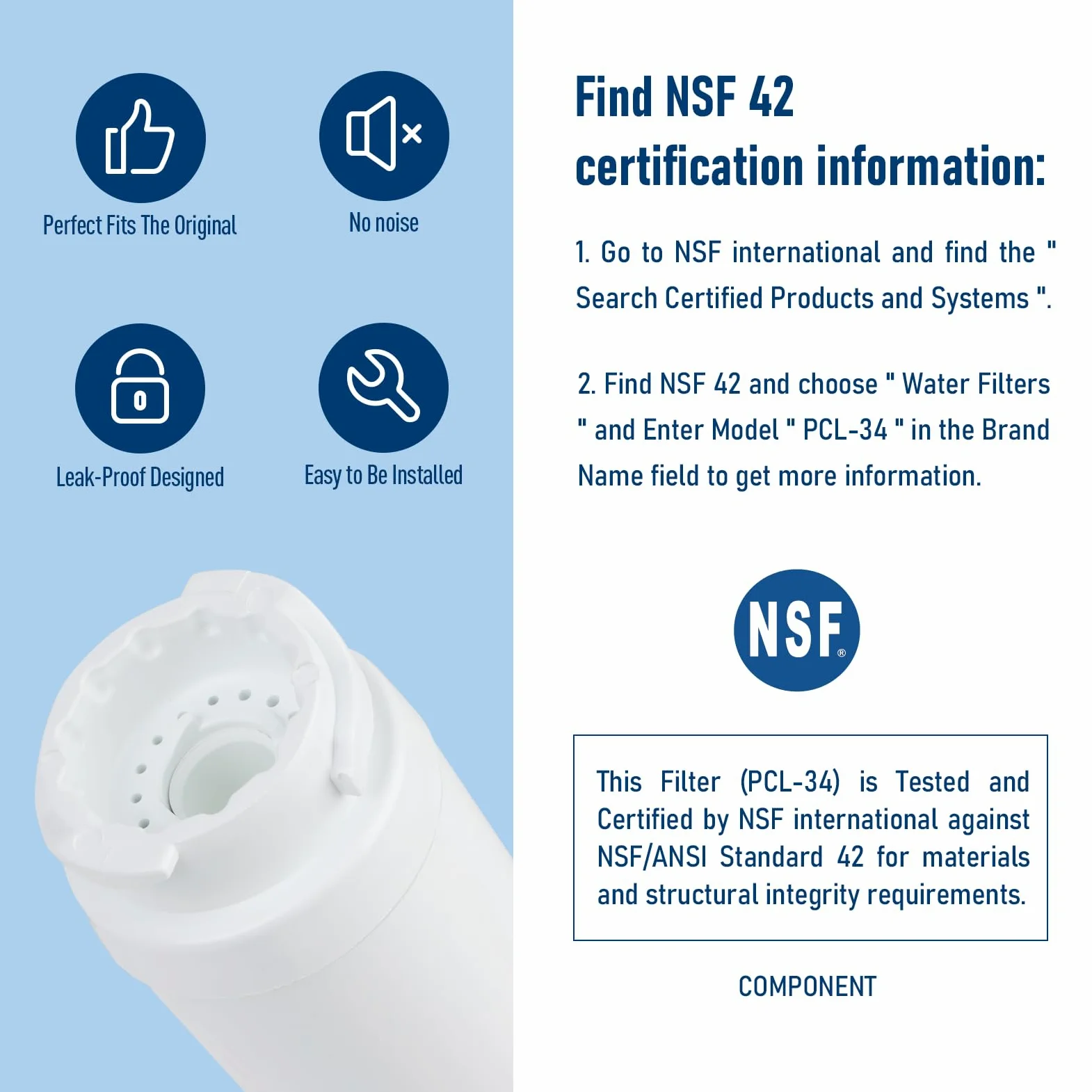 Filtro de agua KWF1000, certificado NSF 42 y 372, paquete de 3 | Filtro de agua transparente intensivo Miele 11513640 KWF1000 para electrodomésticos Master Cool con máquina de hielo