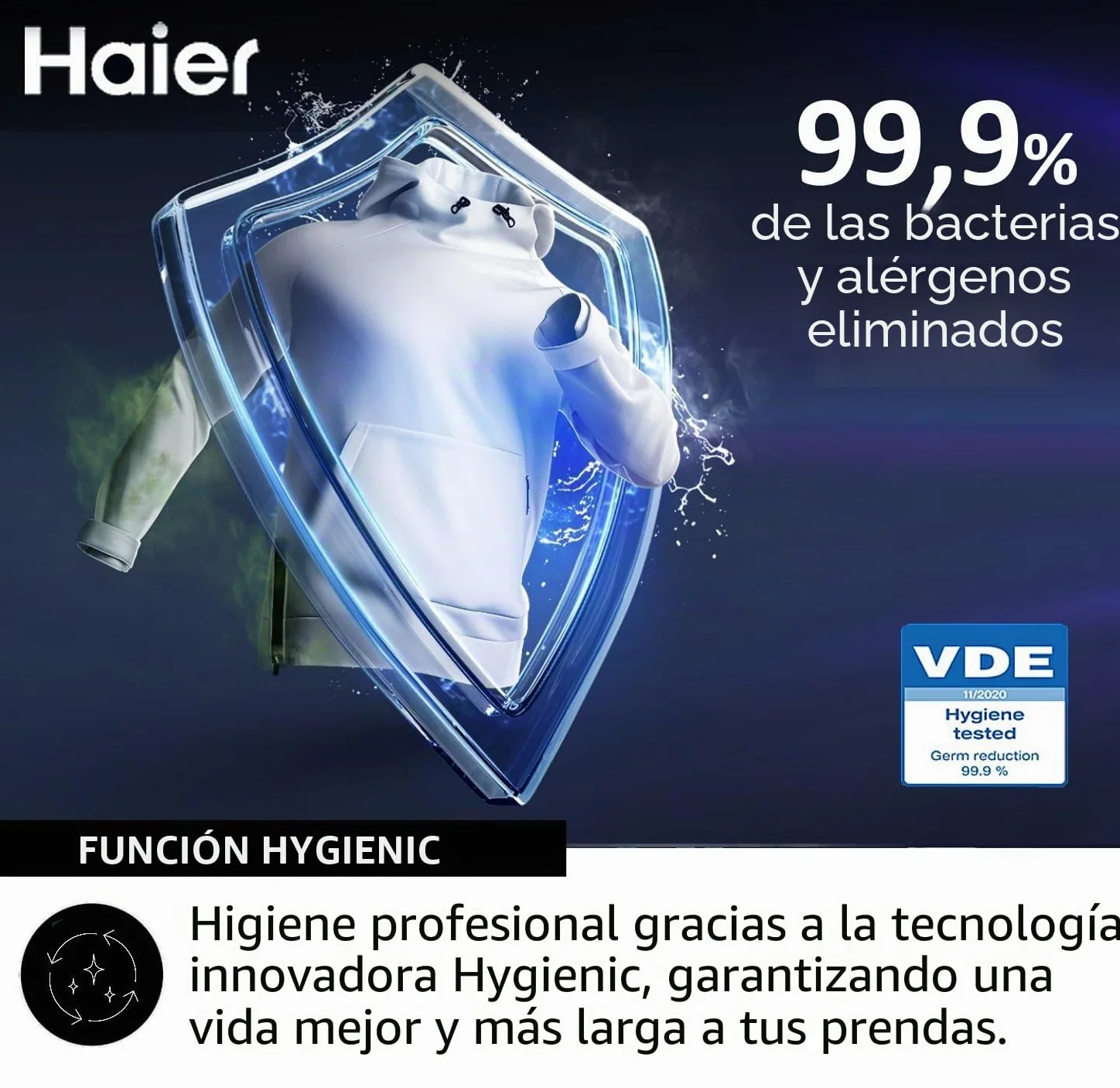 Haier I-Pro Serie 3, secadora 9 kg, instalación libre, clase A ++, vapor, inicio retrasado, I-Time, blanco, 85 x 59,5 x 66,5 cm – HD80-A2939-S