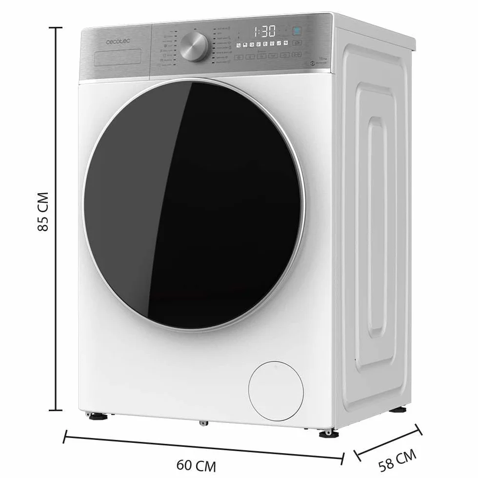 Cecotec Lavadora 10Kg Carga Frontal Bolero DressCode 10800 Inverter A 2000W, 1400 rpm, 16 Programas, Motor Inverter Plus, Vapor SteamMax, Lavado Inteligente, Detector de Carga