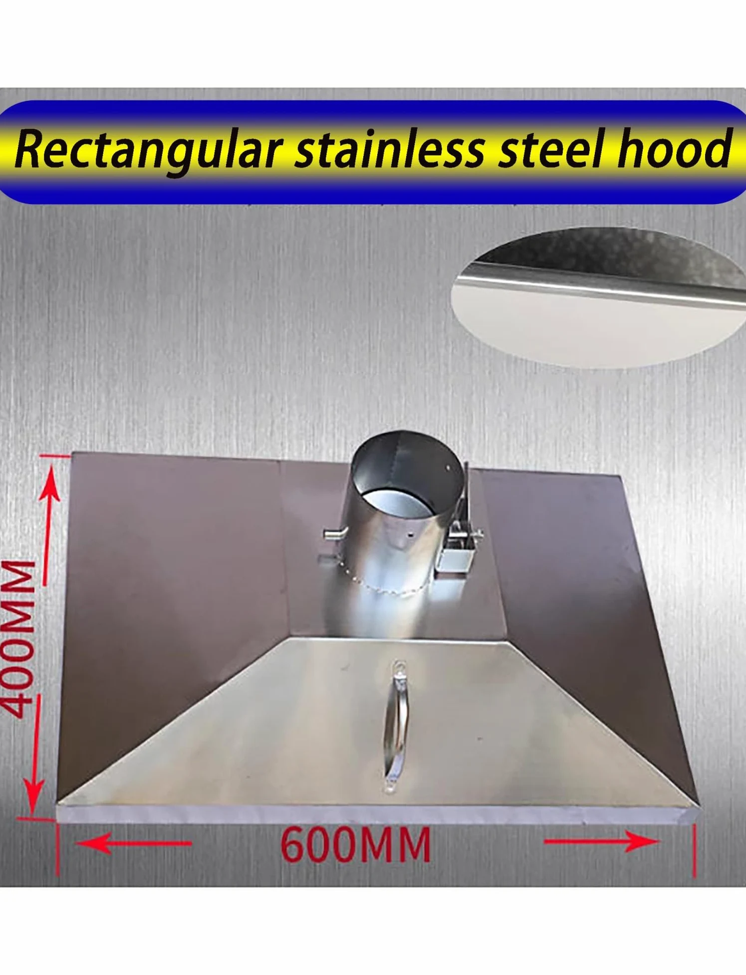 Campana extractora Industrial de Acero Inoxidable - Colector de Humo Cuadrado para Soldadura, Corte láser y extracción de Polvo (400 x 400 mm) - Solución de ventilación de Alta Resistencia