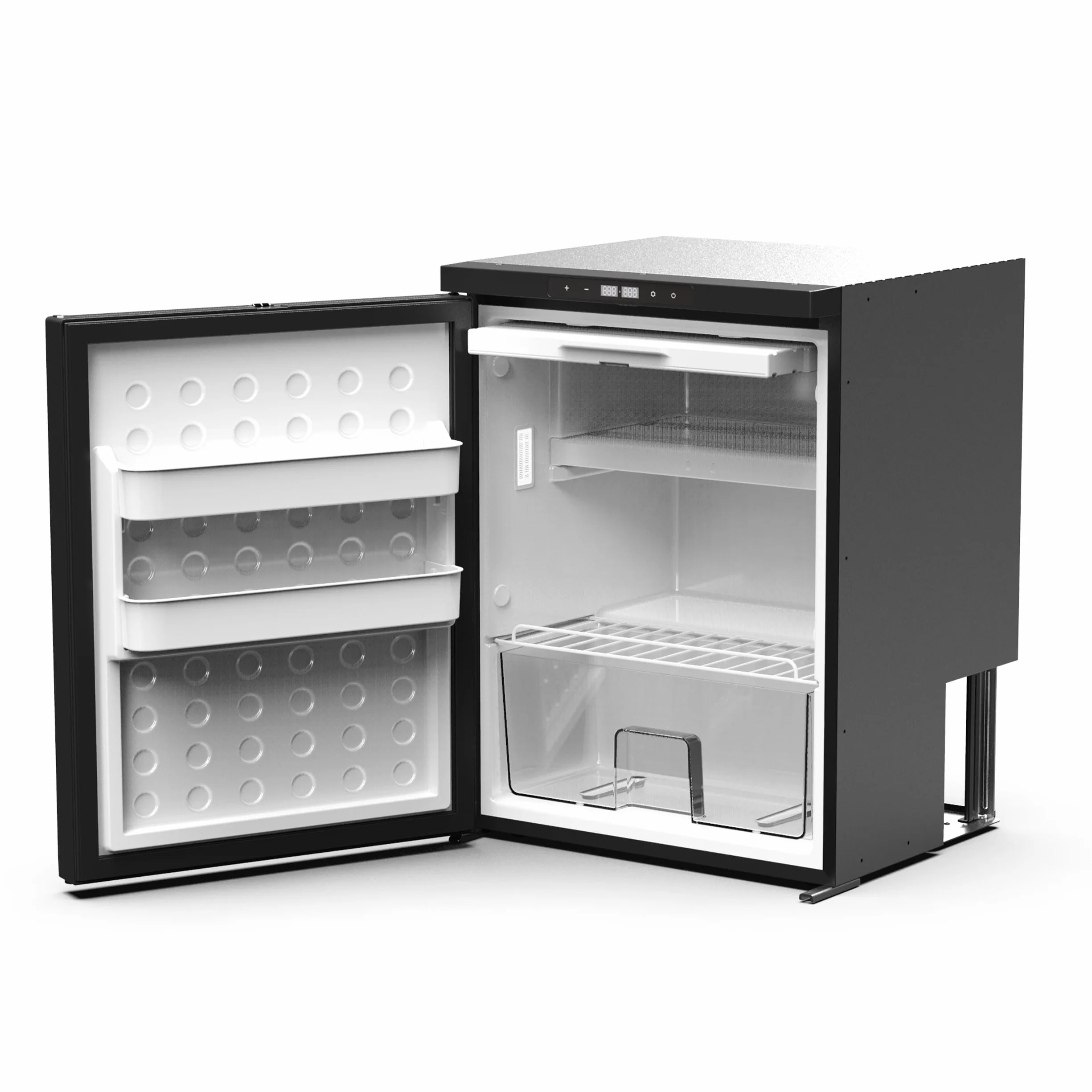 Nevera con compresor de 65 l con control por aplicación, 12 V, 24 V, ahorro de energía, minifrigorífico con puerta de apertura lateral, nevera pequeña con función de congelador, para coche, camión