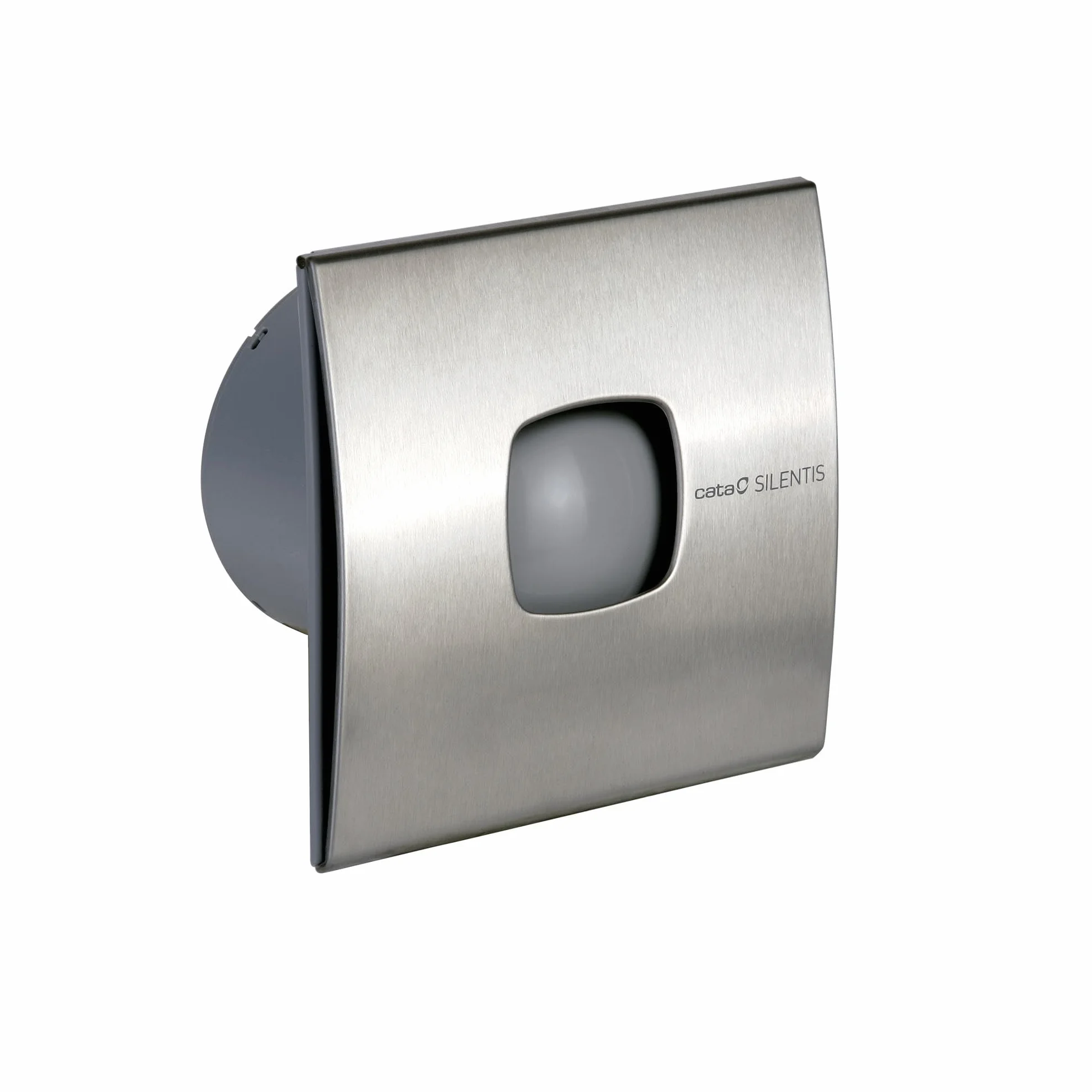 Cata Extractor Axial Silentis 12 INOX con Frontal Extraible, sin Tornillos, Protector Térmico y Nivel Sonoro Mínimo, Ancho 17 cm, Potencia 20W, Color Inox