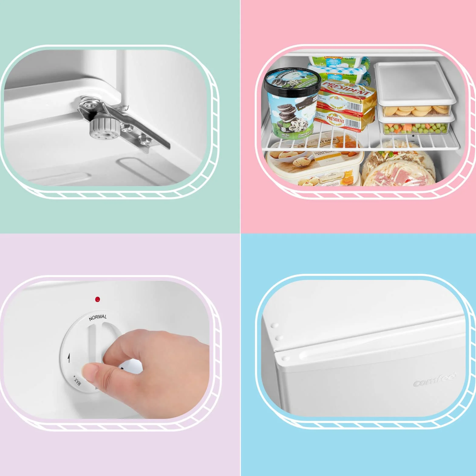 COMFEE' RCU40WH2(E) Mini Congelador 31L, Puerta Reversible, 4 Estrellas, Silencioso, Blanco