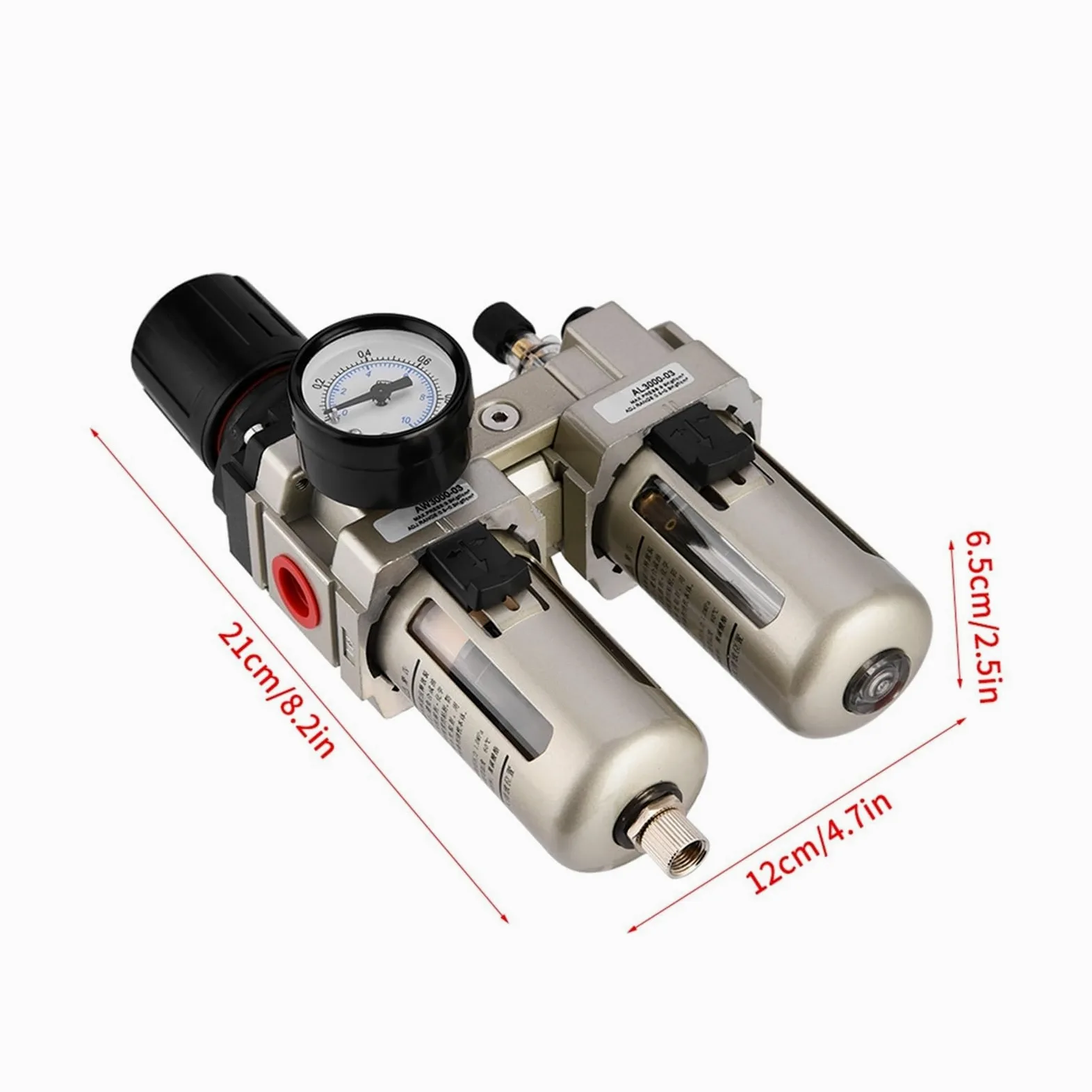 1 unidad AC3010-03 regulador de presión de aire comprimido de aleación de aluminio trampa de humedad filtro de agua 3/8 "con manómetro