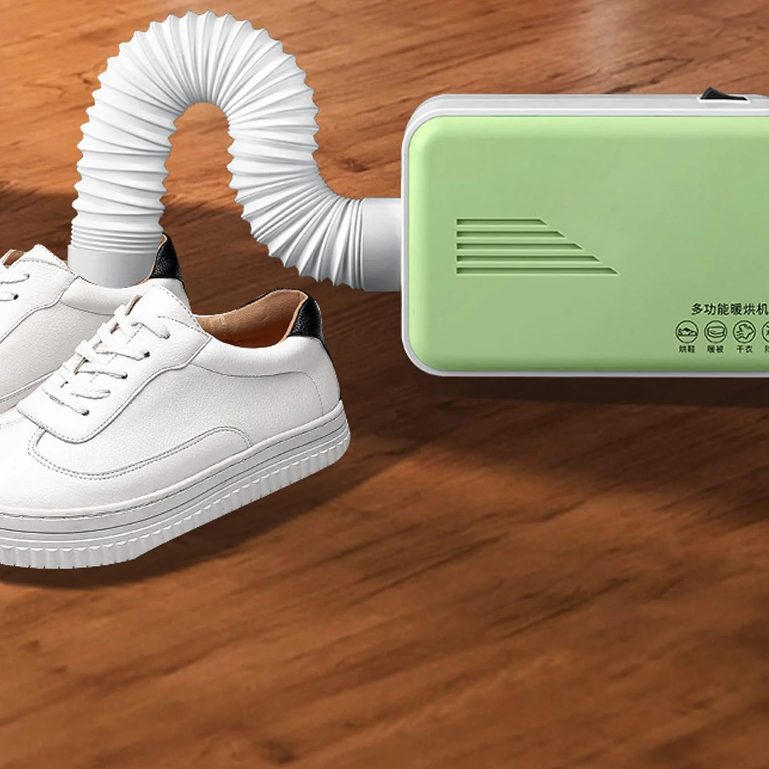 Secadora Portátil para Ropa y Zapatos - Mini Secadora de Viaje para Casa, Negocios, Edredones - Verde Matcha (Enchufe Redondo)