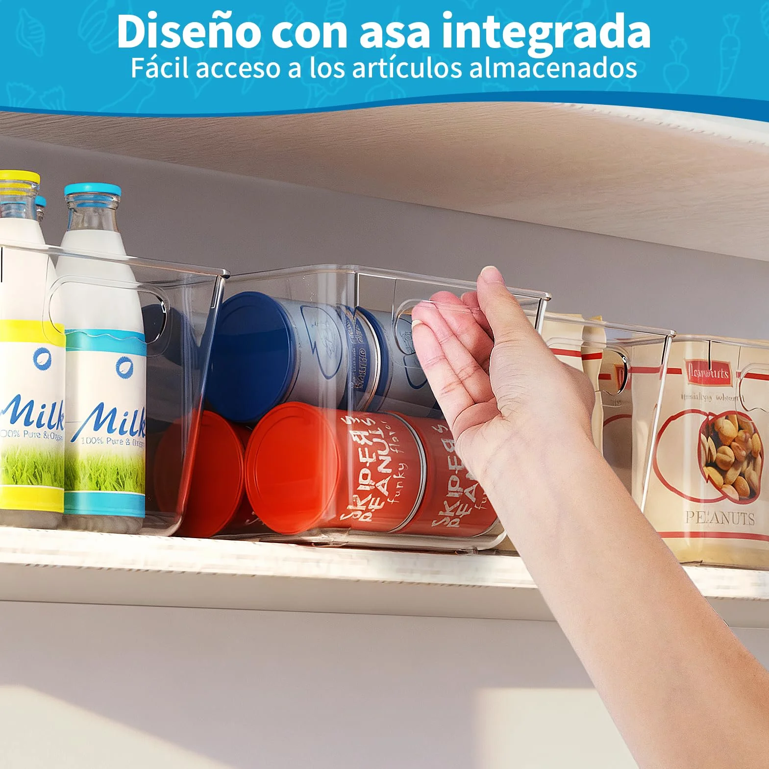 Organizador Nevera, Organizadores para la Despensa, Organizador Frigorifico para la Cocina, Refrigerador, Encimeras y Armarios (Paquete de 4, L(30x20x15CM))