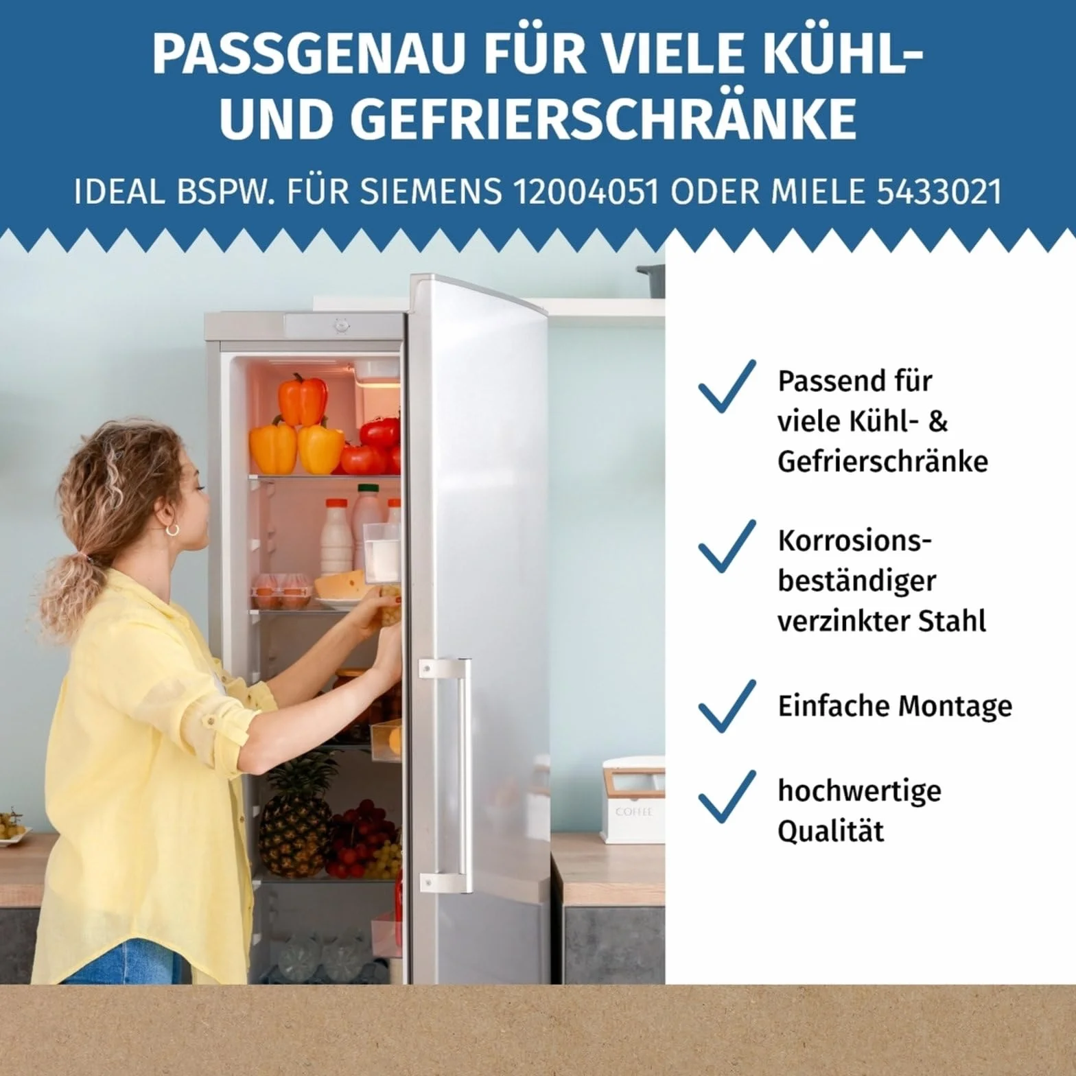 LUTH Premium Profi Parts Bisagra de puerta compatible con Bosch Siemens Neff Refrigerador 12004051 Miele 5433021
