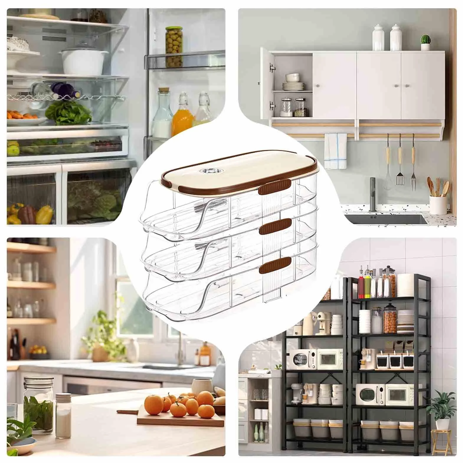 Rejilla para huevos, soporte para huevos con ruedas | Almacenamiento de huevos apilable para frigorífico,Organizador estable de huevos para nevera, dispensador de huevos que ahorra espacio para almace