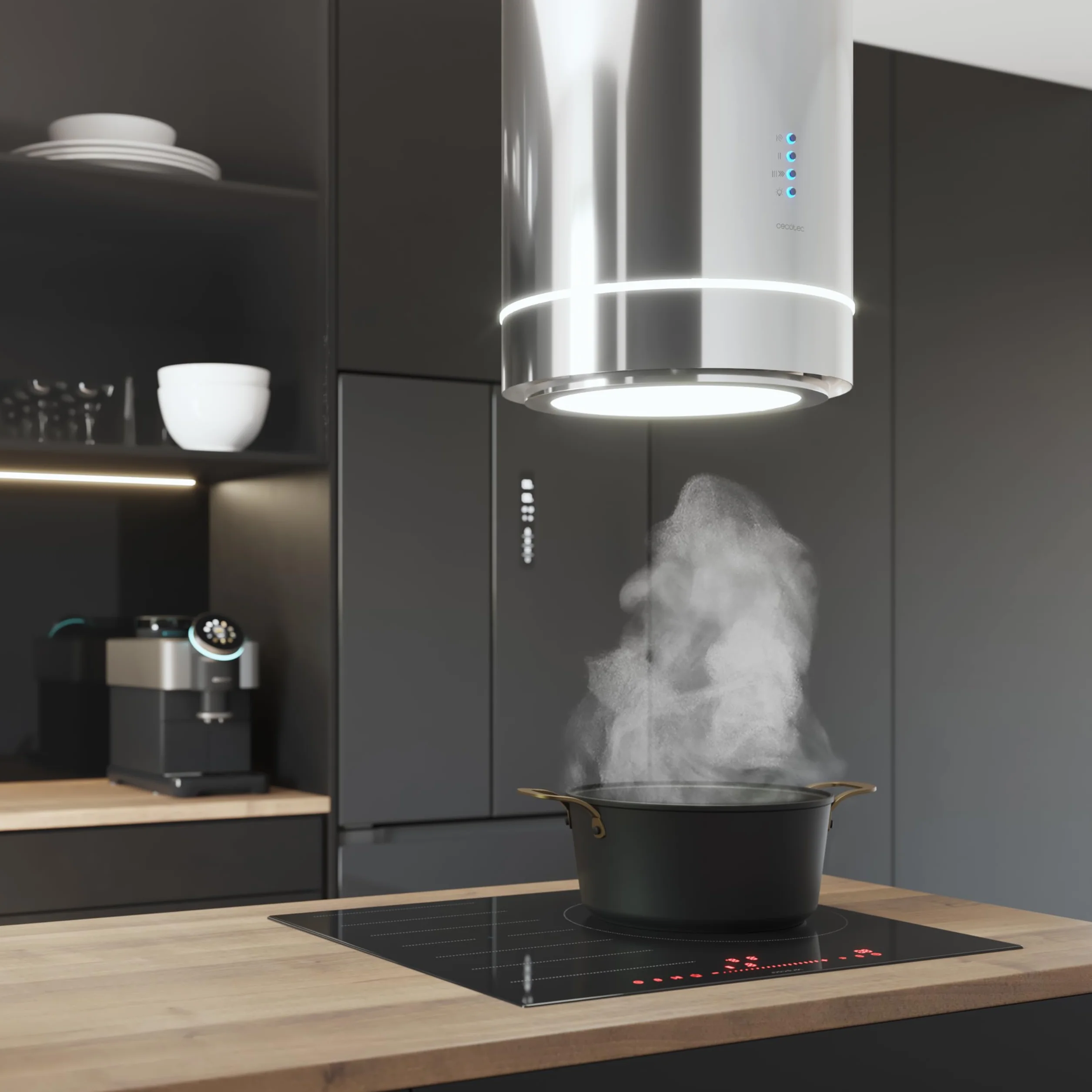Cecotec Campana Extractora Isla Redonda 38cm Bolero Flux Ire 388000 Inox A++ 712m3/h 210W