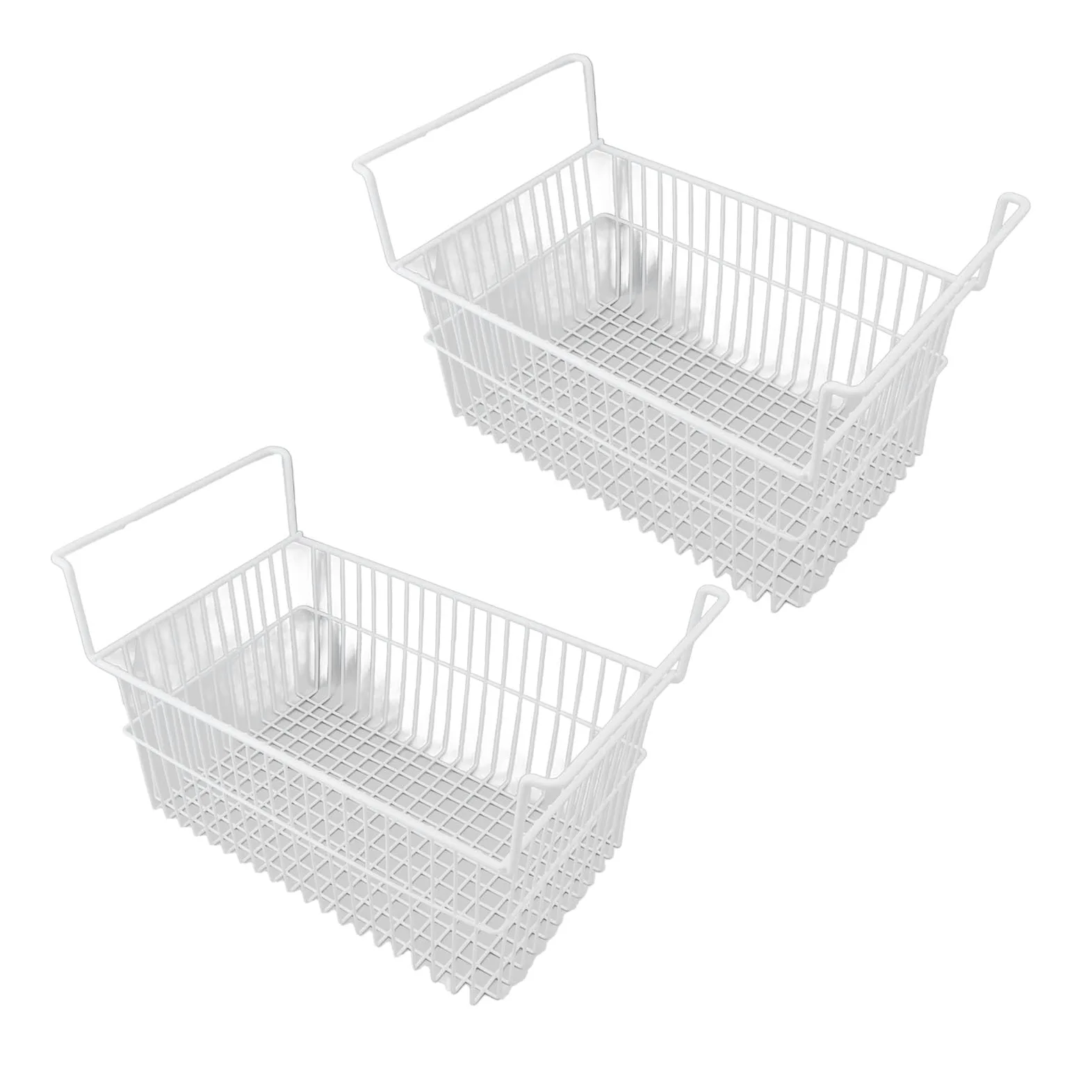Contenedores Organizadores para Congelador, 2 Unidades de Contenedores Organizadores para Congelador, Alambre de Acero, Gran Capacidad, Cesta para (56,5 x 25,2 x 24 cm/22,2 x 9,9