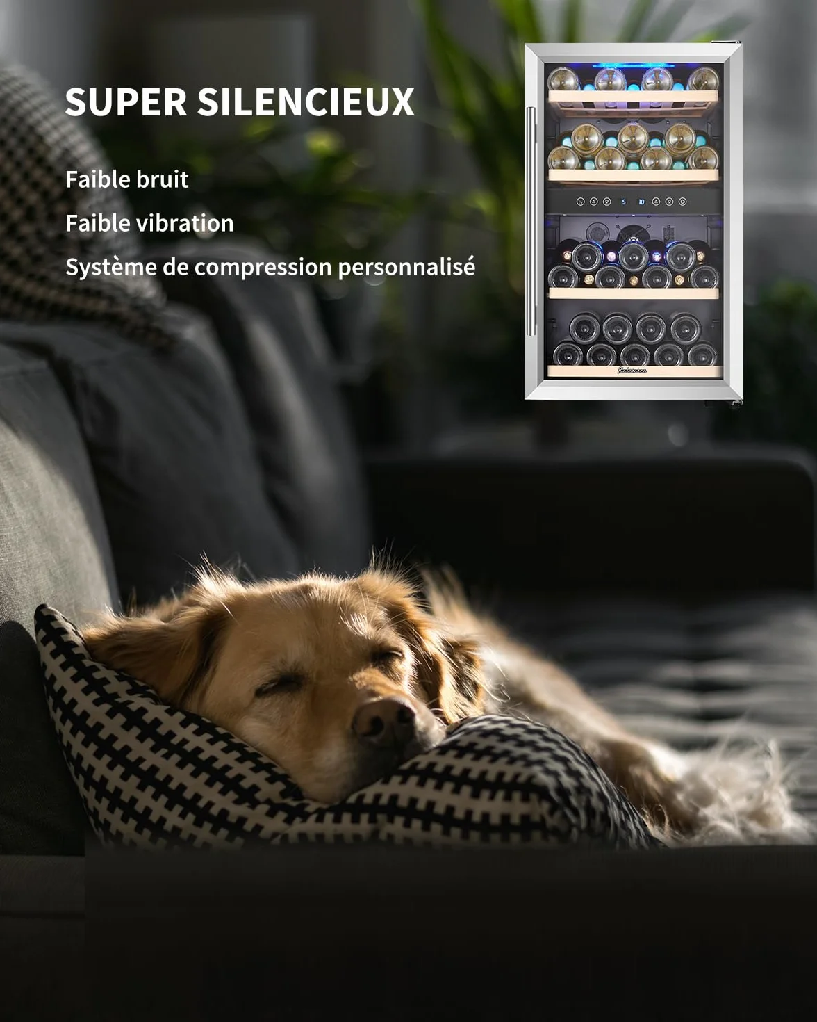 Kalamera KRC-45BSS Vinoteca, dos Zonas Vino temperier Armario, 5 – 10 °C/10 – 18 °C, 45 Botellas,120 L, acero inoxidable Puerta de Cristal, compresor, independiente