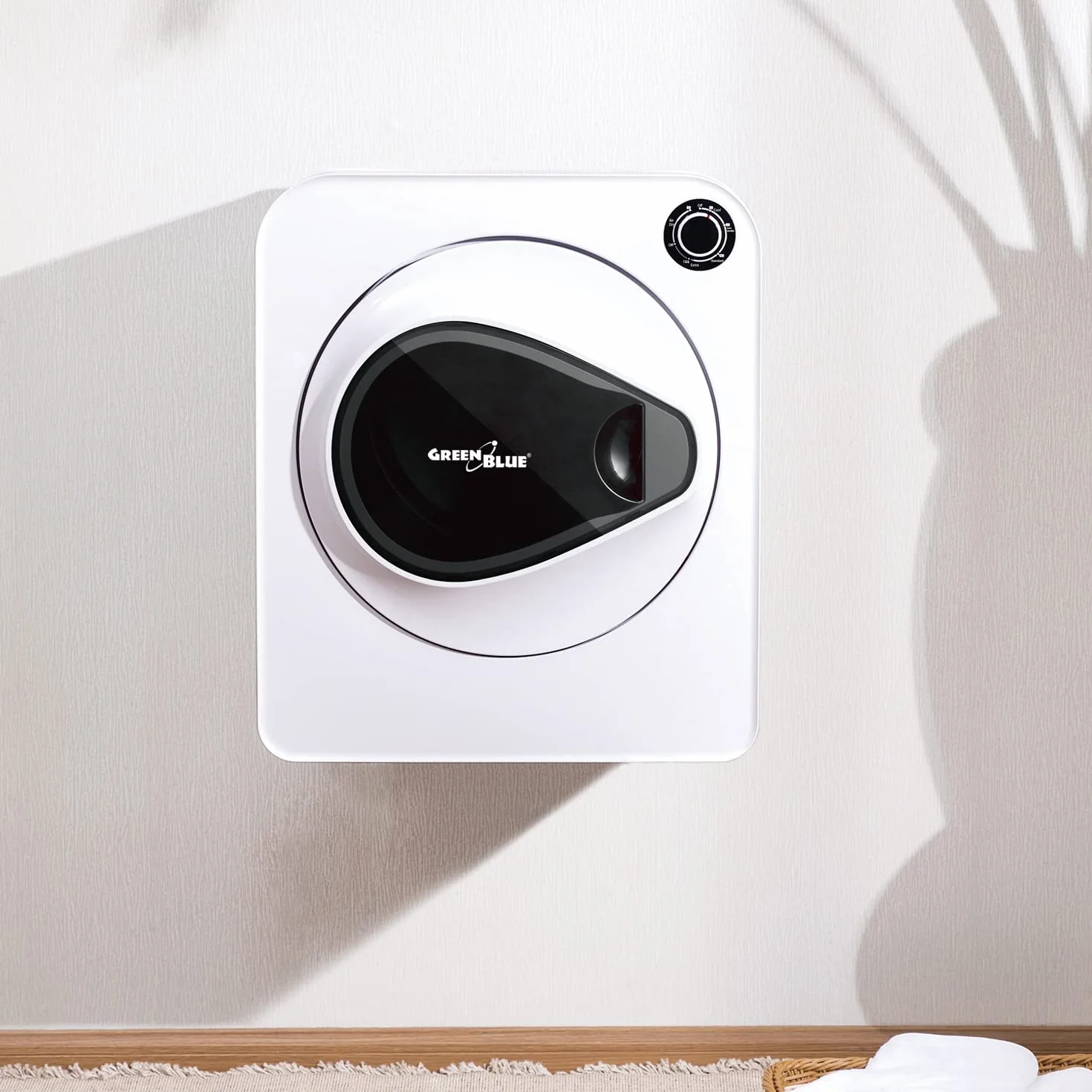 Green Blue GB405 Secadora de Ropa hasta 3kg | Secadora Eléctrica 830W de Evacuación | Independiente o de Pared Cinco Programas de Secado (Secadora GB405 + 4x Filtro)