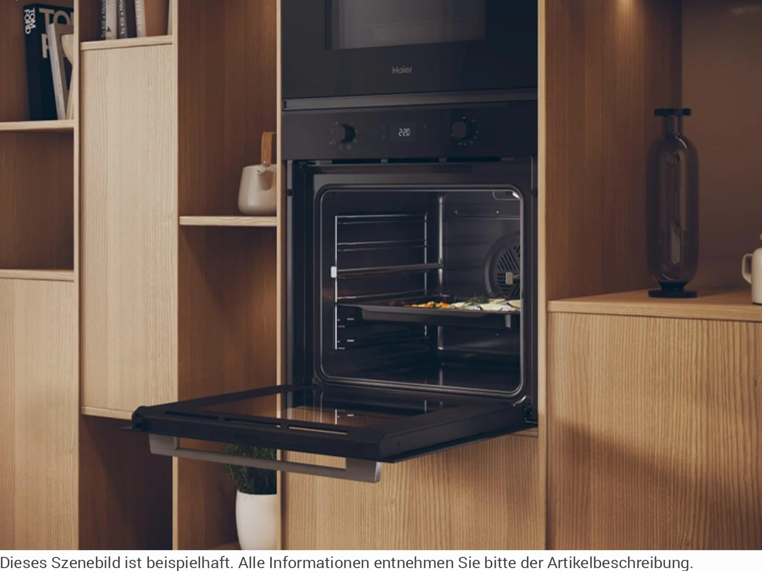 Haier ID Series 2 H6 ID2P3T1HTX - Horno Multifunción Hidrolítico, 78L, Cocción multinivel, 9 Funciones, Display táctil y mandos giratorios, Guía Telescópica, 2 Cristales en puerta, Negro e Inox
