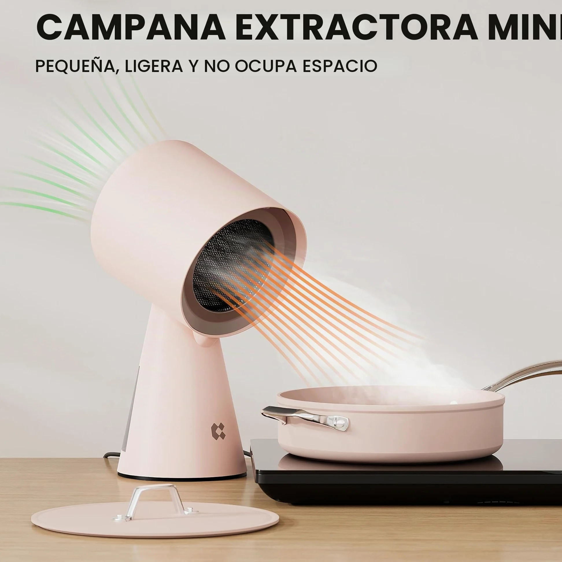 CIARRA CBPHP01 Campana Extractora de Escritorio Mini Campana Portable Rosa | Sobremesa Campana 11.5kW/h 2 Velocidades Extractor cocina mútiples filtración para Barbacoas,Cocina,Fondue,Camping,Caravanas