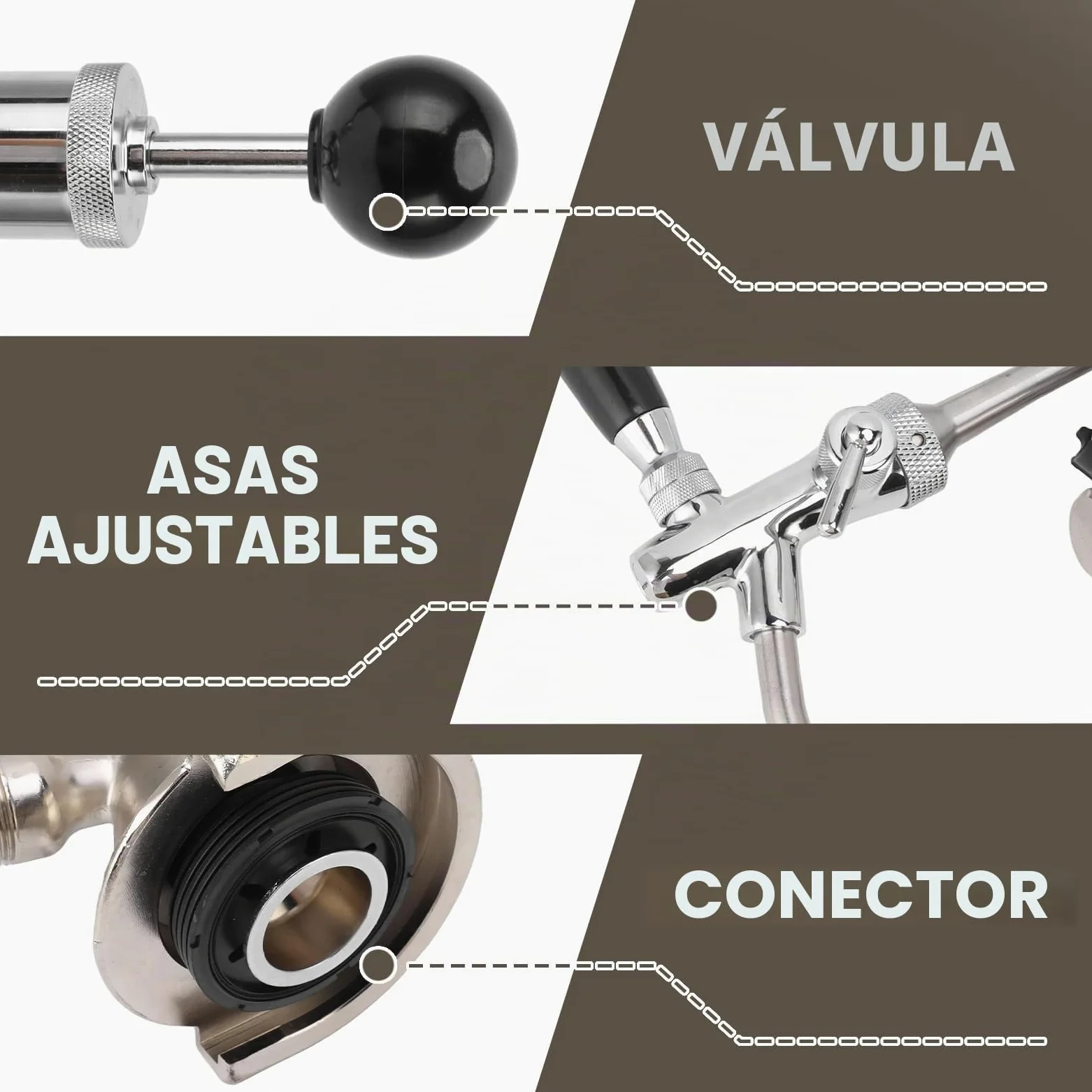 Bomba de cerveza de 4 pulgadas, grifo de cerveza de acero inoxidable, kit de grifo con bomba de aire y distribuidor, grifo de pistón para conexiones de barril, bomba de barril, perfecto para picnics y