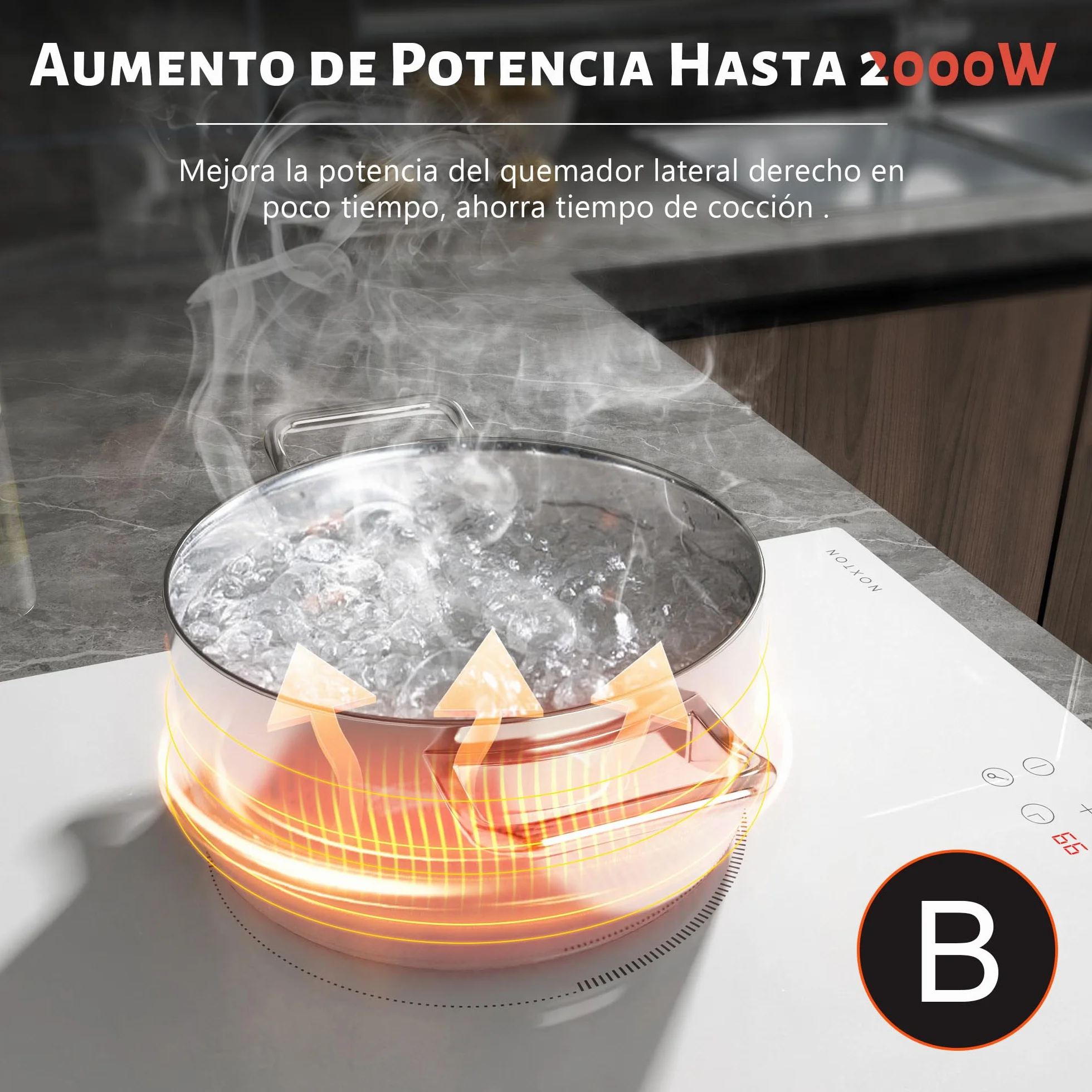 NOXTON Placa de Inducción 3 Fuegos 60 cm Empotrado 3500 W 220-240 V Boost Control Táctil