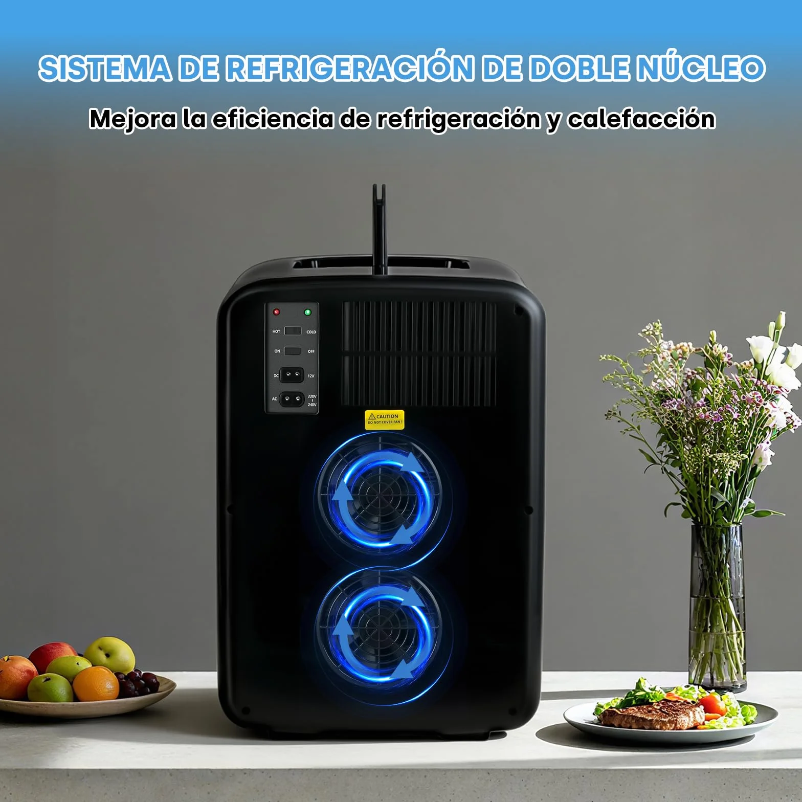 Enventor 15L/20 Latas Nevera Pequeña Negro, Mini Frigorifico con Enfriador y Calentador, Nevera Portatil con Alimentación 12V/220V, Mini Nevera para Habitacion, Oficina, Coche, Frutas y Bebidas