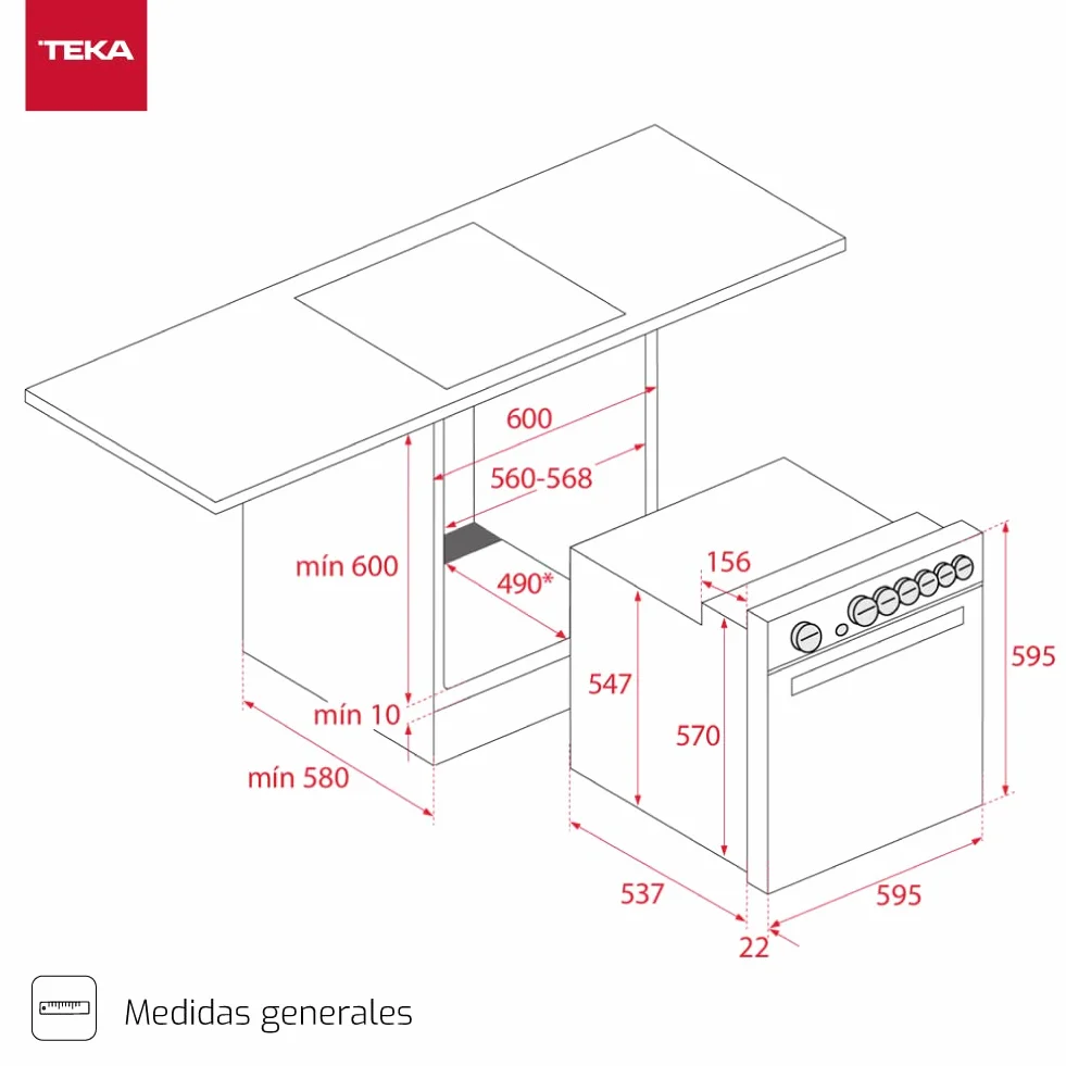 Teka HBE 435 ME - Horno Polivalente Convencional de 60 cm, 3 Funciones de Cocinado, Puerta 2 Cristales, Bandeja Profunda Esmaltada, Color Acero Inoxidable