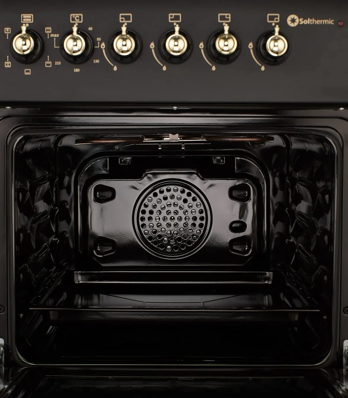 SOLTHERMIC F6S40E5RB Cocina Gas con Horno Eléctrico Turbo 60 cm 4 Fuegos Encendido Automático Horno Multifunción 60 L Negra