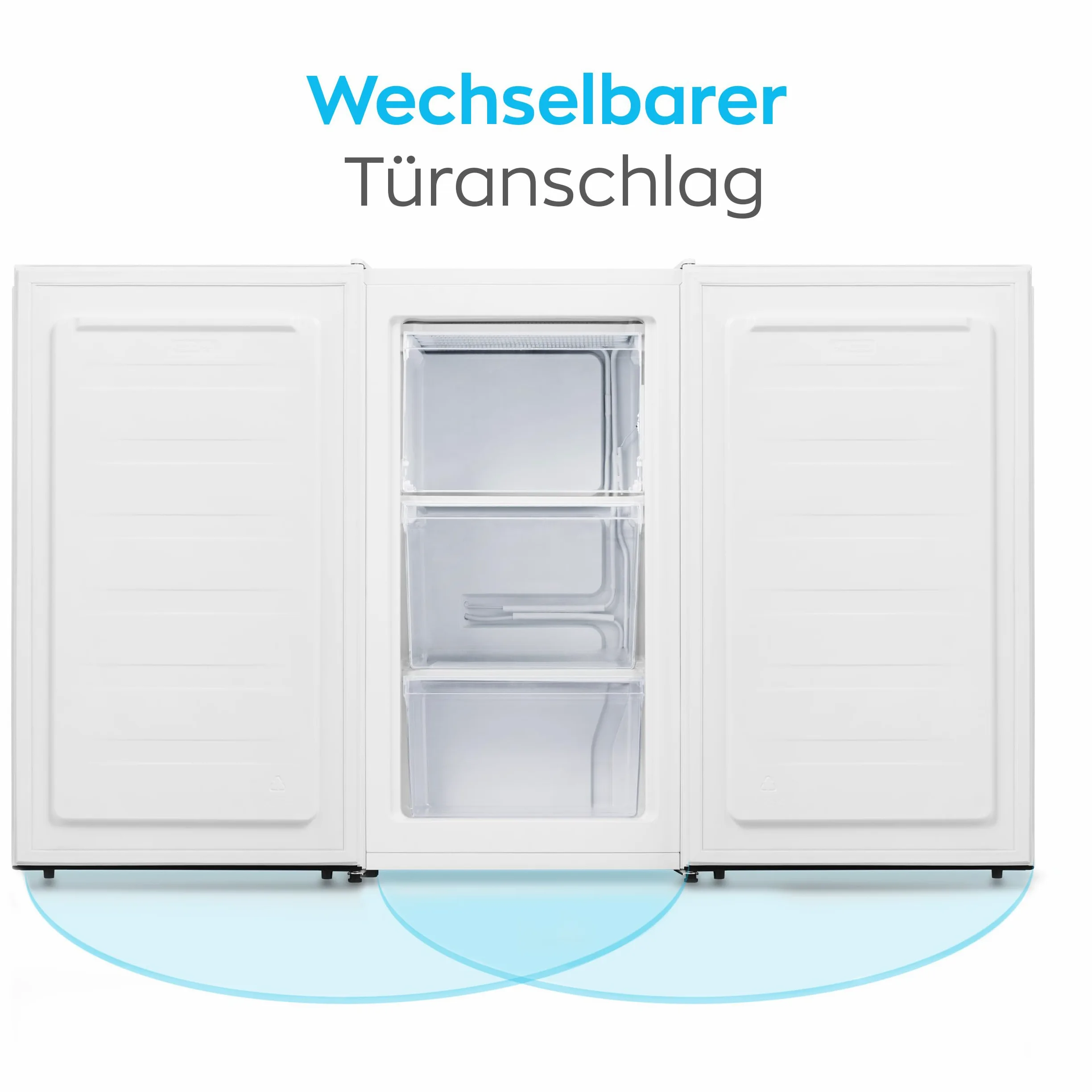 HEINRICHS - Congelador, 3 bandejas congeladoras, 7 posiciones de control de temperatura, flujo de aire, tope de puerta intercambiable, 61 litros de capacidad neta, temperatura: -18 °C ~ -38 °C, blanco