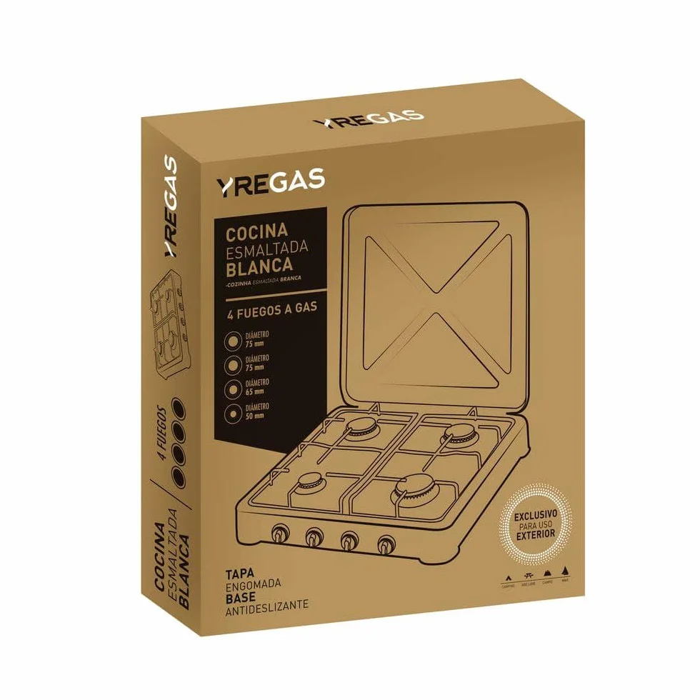 COCINA GAS ESMALTADA BLANCA 4 FUEGOS