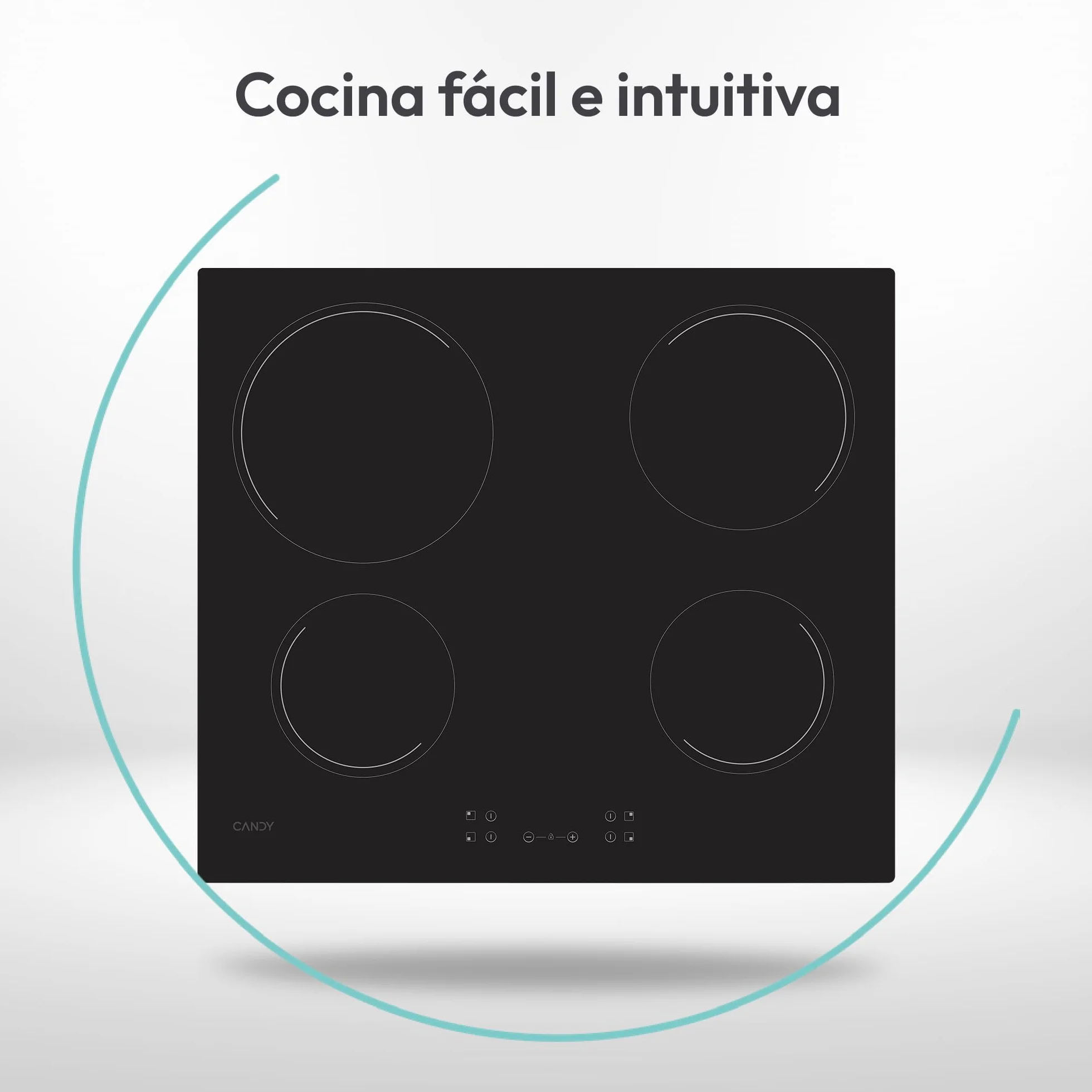 Candy Idea CH64CCB 4U2 Placa Vitrocerámica 60cm 6,5KW 10 Niveles Potencia Negro